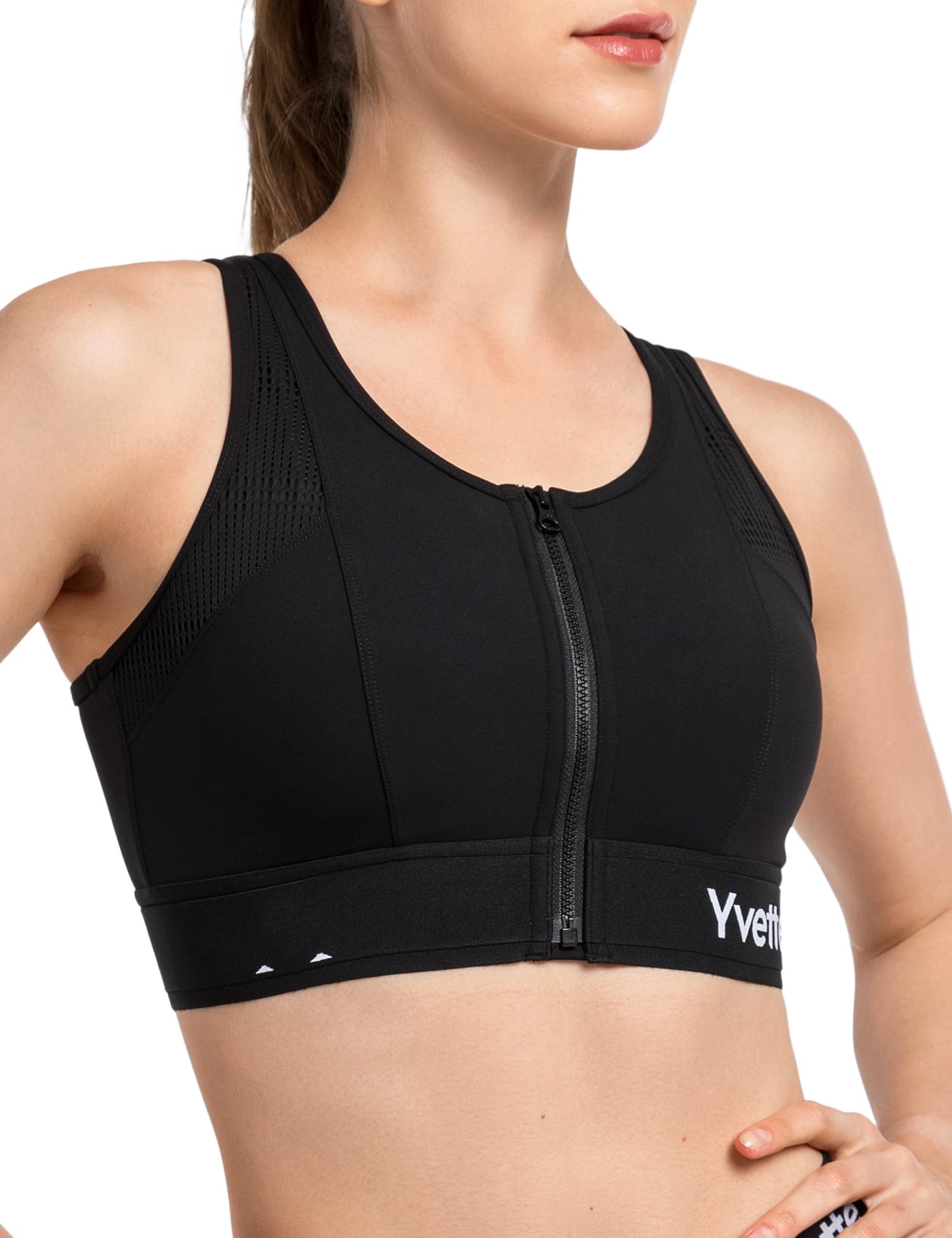 【送料無料】イベット スポーツブラ 揺れない レディース 前開き 大きいサイズ ハイサポート メッシュ ..