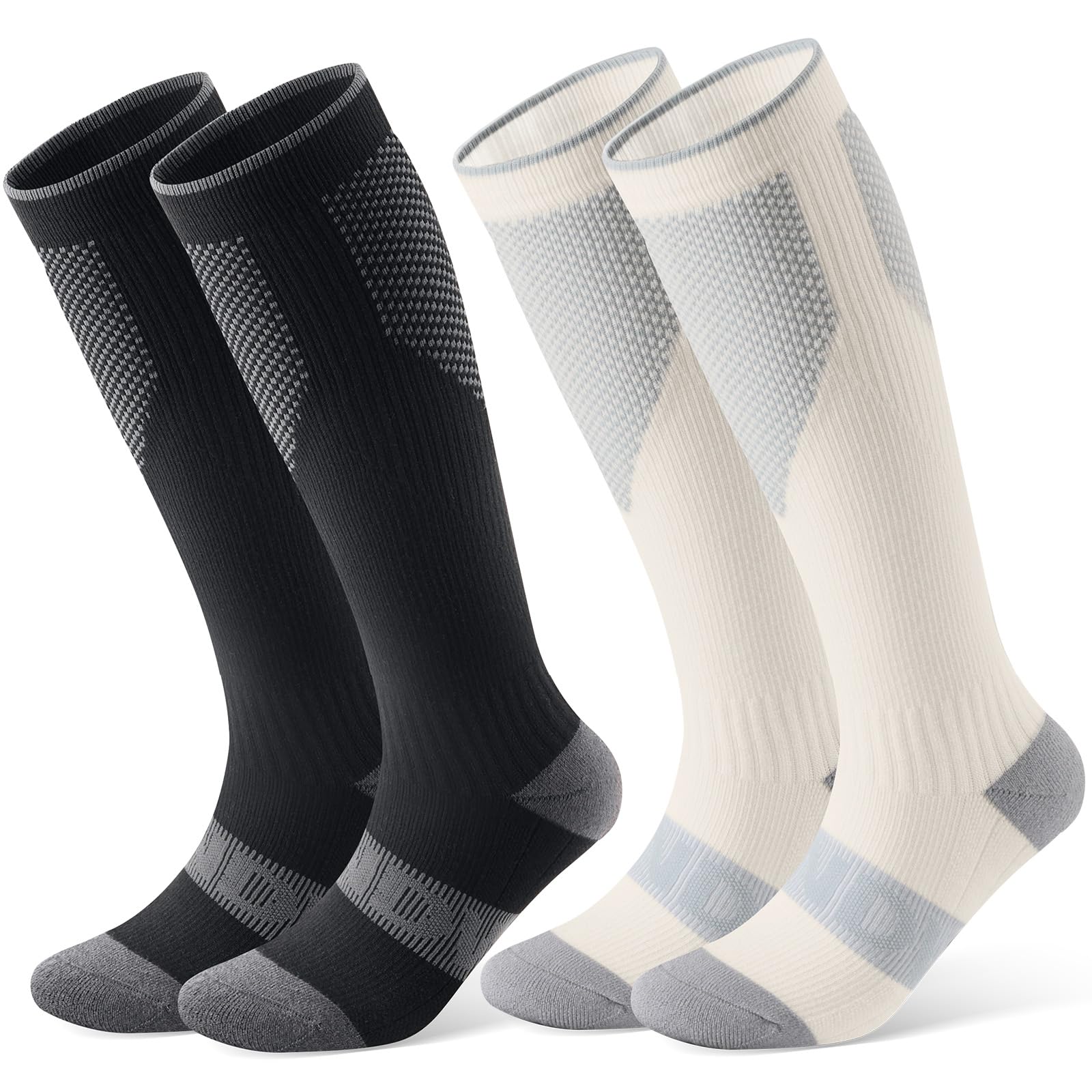 【送料無料】[Findway] 2足組 スキーソックス メンズ スキー靴下メリノウールソックス スノボ ソックス メンズ 靴下 スキー 防寒保温 吸汗・速乾 抗菌・防臭 快適 伸縮性 耐久性 通気性 男女兼用 スポーツソックス 色：ブラック＋ホワイト、サイズ：M