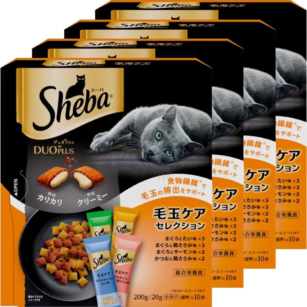【送料無料】シーバデュオ 成猫1 色：6)毛玉ケア、サイズ：1)200g×4個(お試し)