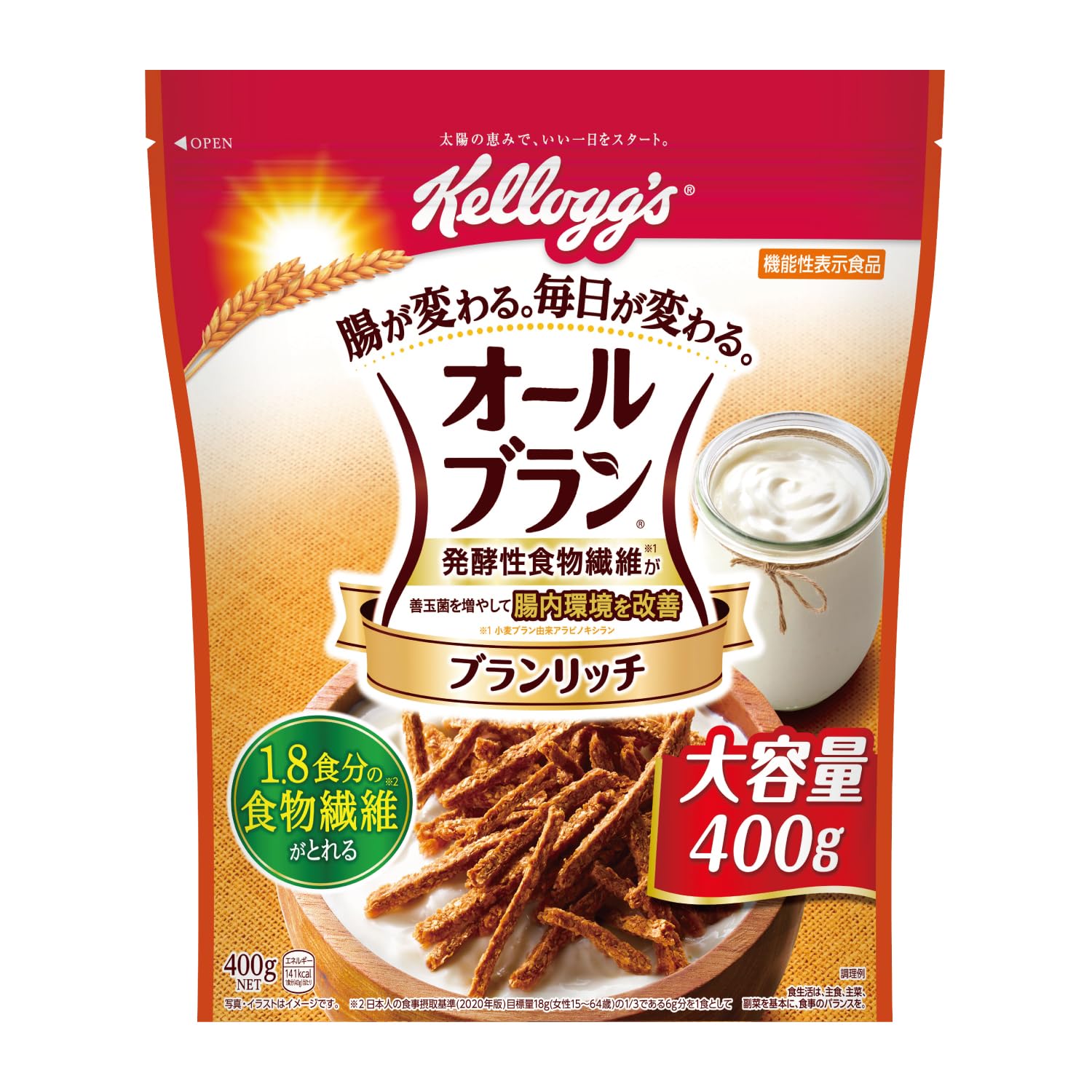 【送料無料】ケロッグ オールブラン ブランリッチ 小麦ふすま 腸活 発酵性 食物繊維 サイズ：400 ...