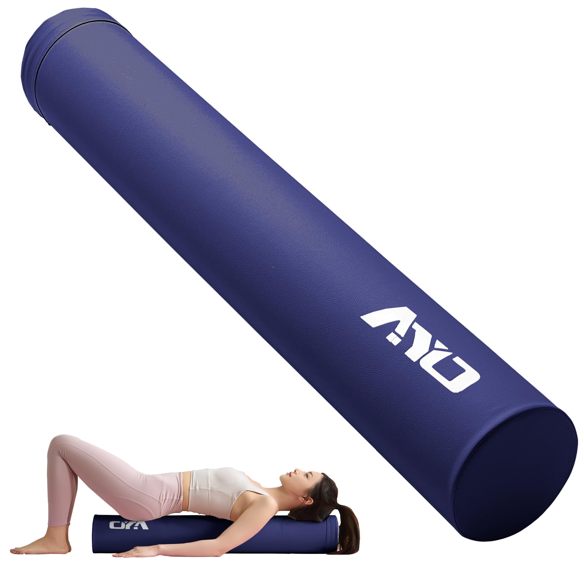 【送料無料】AYO ストレッチ ポール ヨガポール ヨガブロック エクササイズポール 【100cm/耐荷重150kg】フォームローラー 肩甲骨 ローラー 筋肉ほぐし ピラティス 色：ネイビー、サイズ：100cm*15cm*15cm