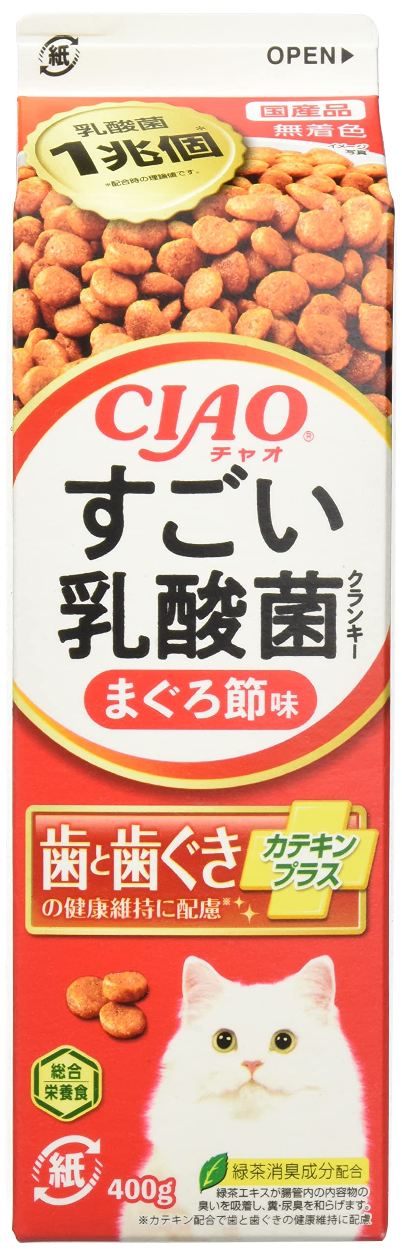 【送料無料】CIAO(チャオ) すごい乳酸菌クランキー 牛乳パック まぐろ節味 400g サイズ：400g×1個