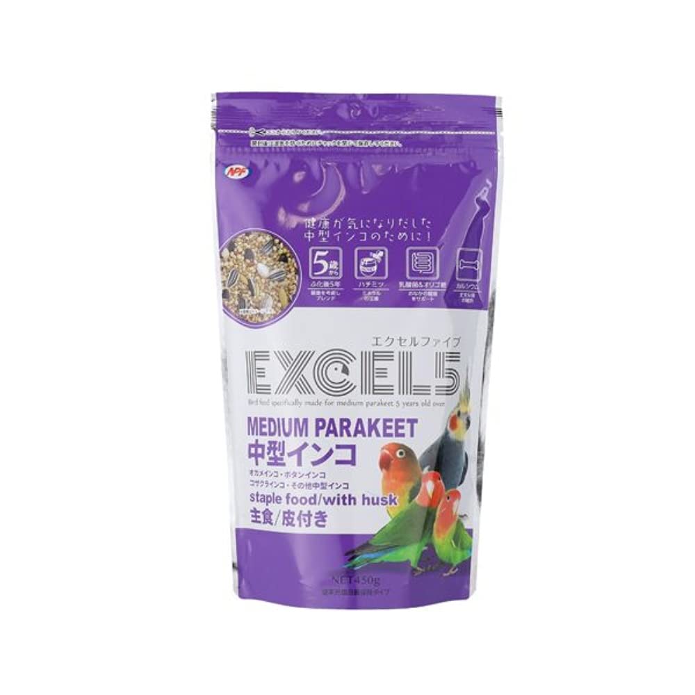 【送料無料】NPF ナチュラルペットフーズ エクセル5 皮付き 中型インコ 450グラム (x 1) サイズ：450グラム (x 1)