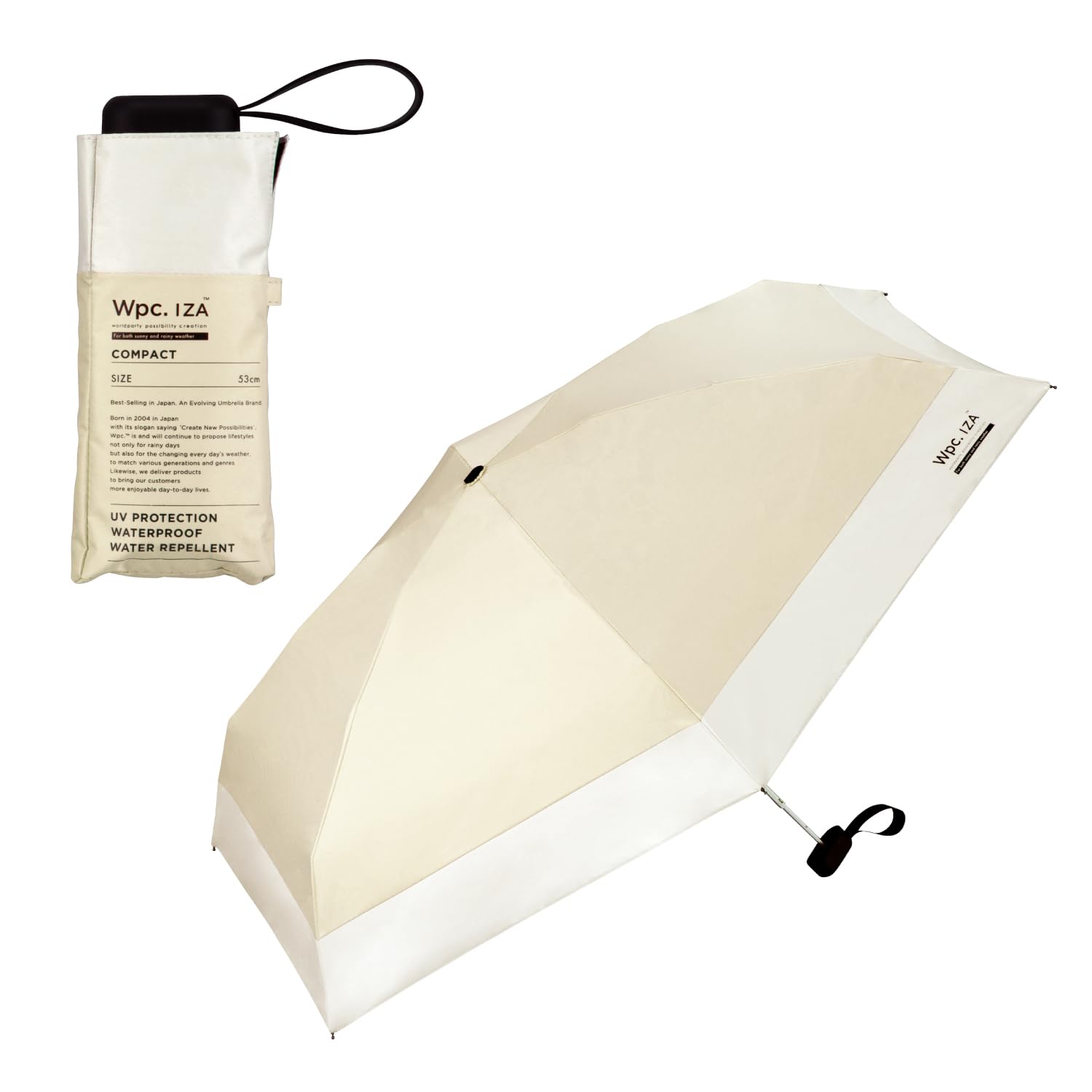 【送料無料】男の晴雨兼用傘 日傘 IZA 通勤 通学 メンズ 男性 レディース 色：ベージュxオフ、サイズ：親骨：53cm