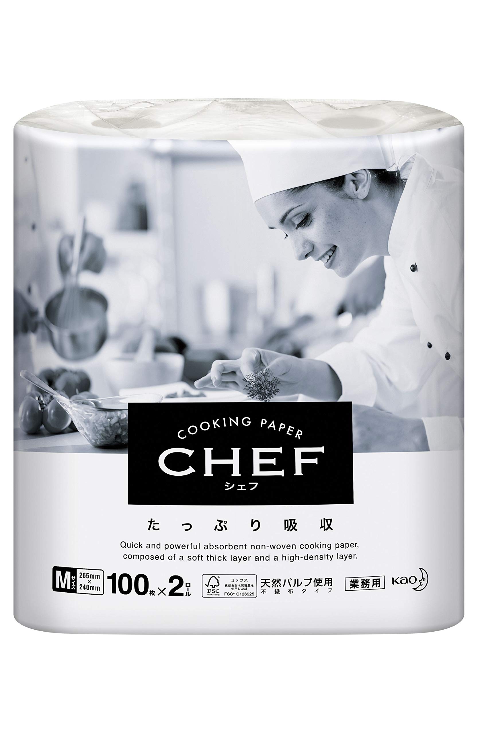 【送料無料】花王プロシリーズ【業務用 クッキングペーパー】シェフ キッチンペーパー たっぷり吸収M ホワイト 100枚×2ロール(花王プロフェッショナルシリーズ) 色：マルチカラー、サイズ：100シート (x 2)