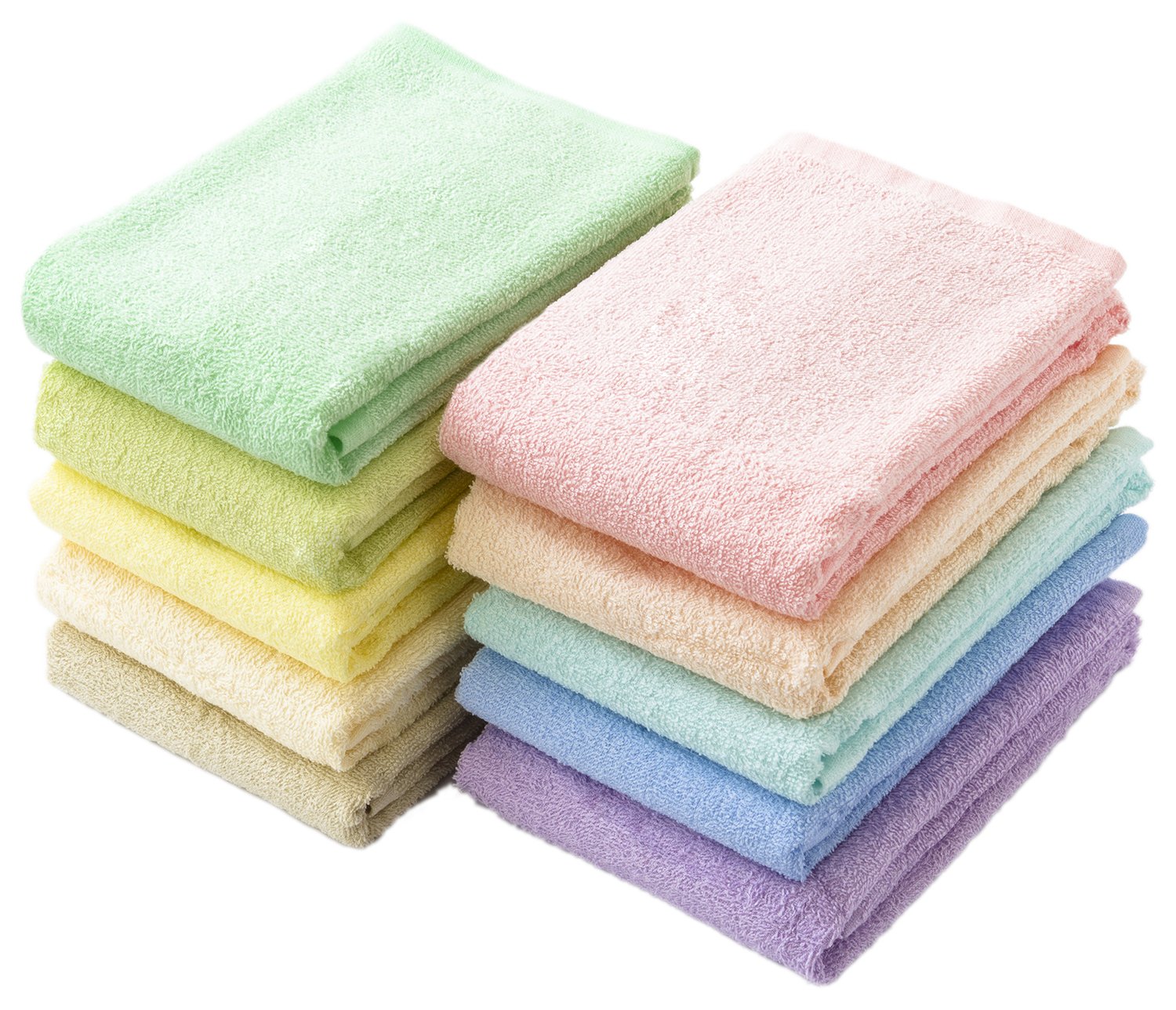 【送料無料】Kosugizen 徳用カラータオル フェイスタオル 01 色：10色(10枚)セット、サイズ：34×80cm