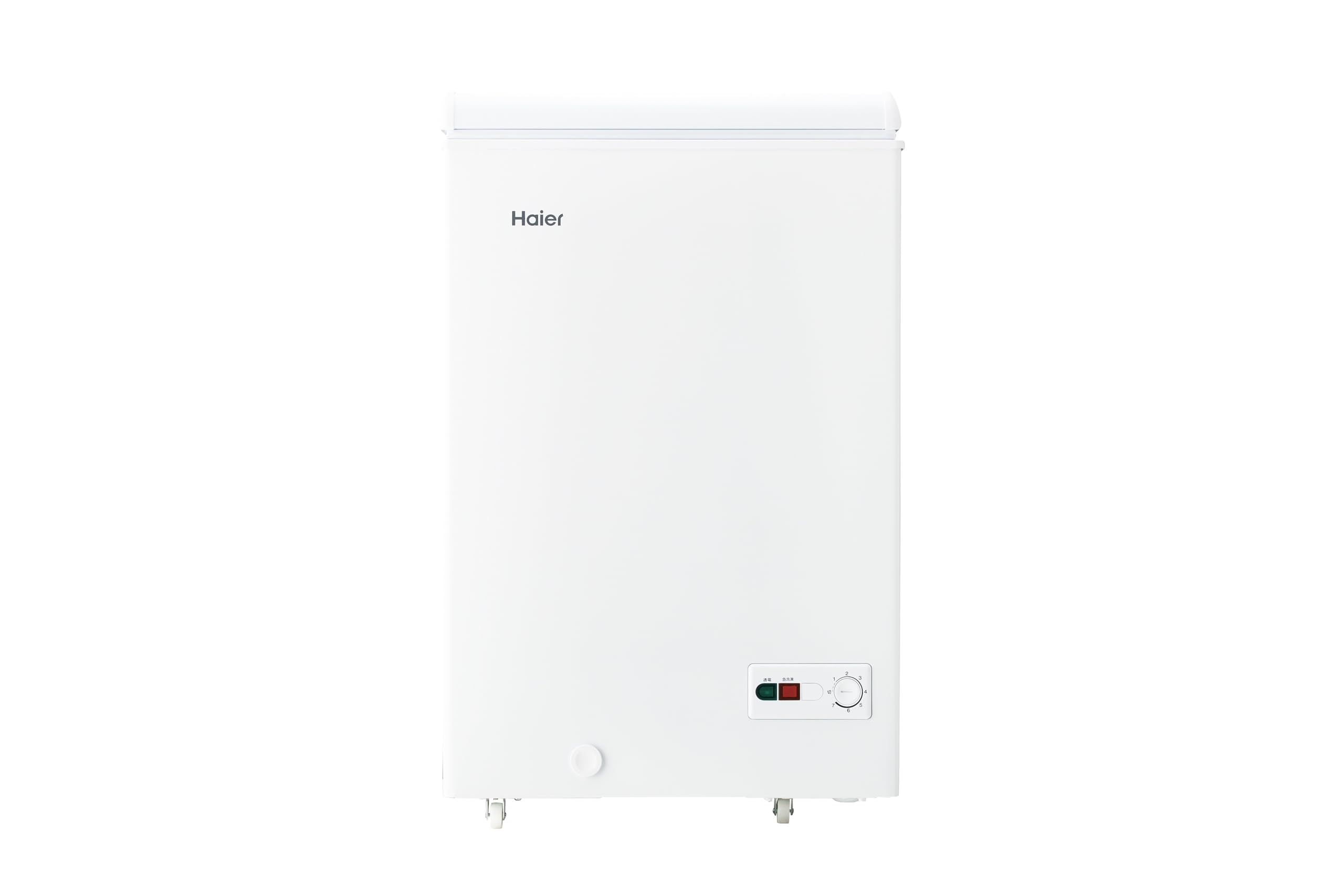 【送料無料】ハイアール(Haier) 冷凍庫 100L 幅54.5cm 上開き 直冷式 急冷凍 キャスター付き JF-HSC10A(W) ホワイト バスケット付き LED庫内灯 静音 色：ホワイト