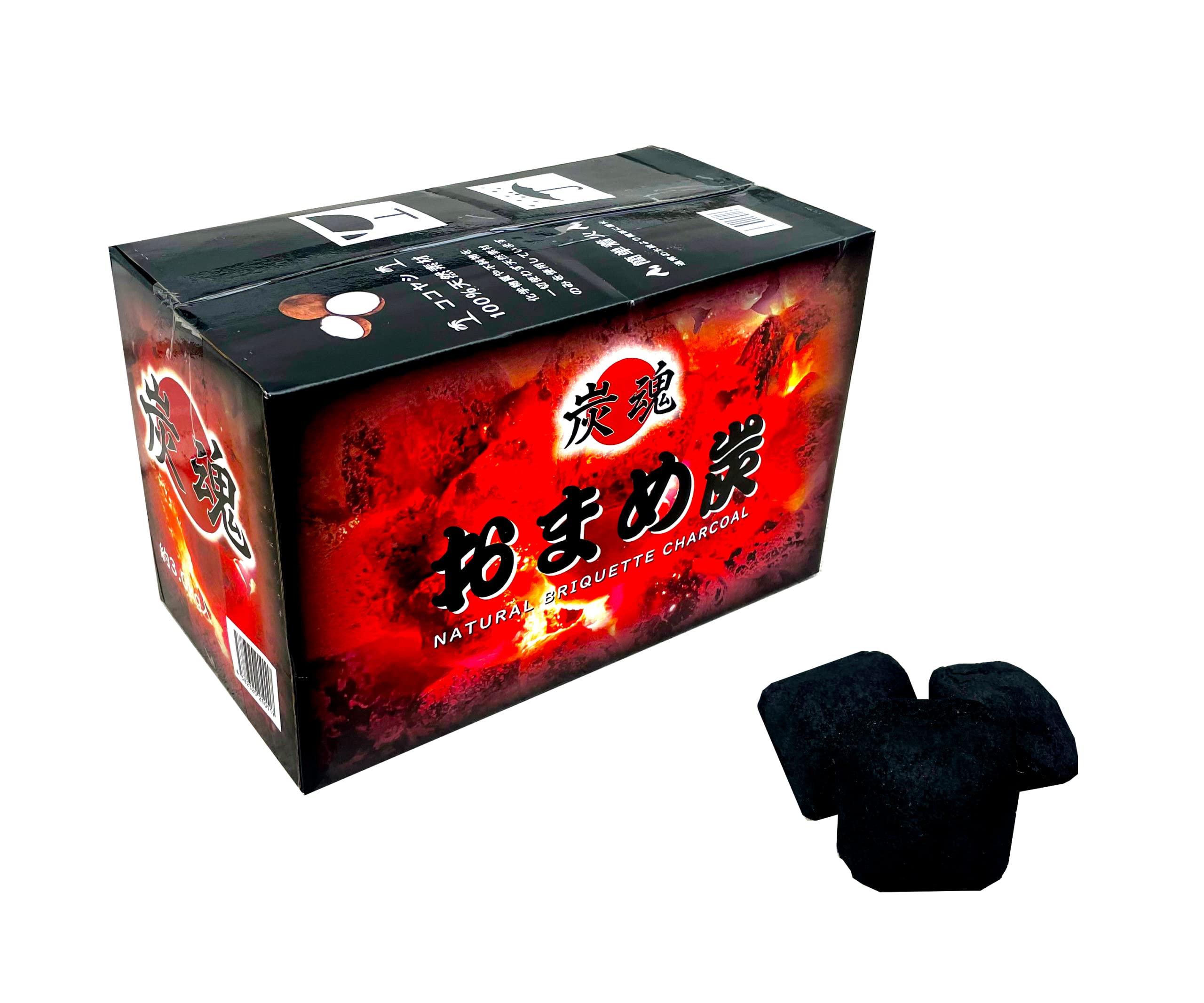 【送料無料】炭魂 おまめ炭 環境に配慮したココナッツ主原料の100%天然素材 BBQに最適 (3kg (3kg入 1箱)) 色：ブラック、サイズ：3kg　(3kg入 1箱)