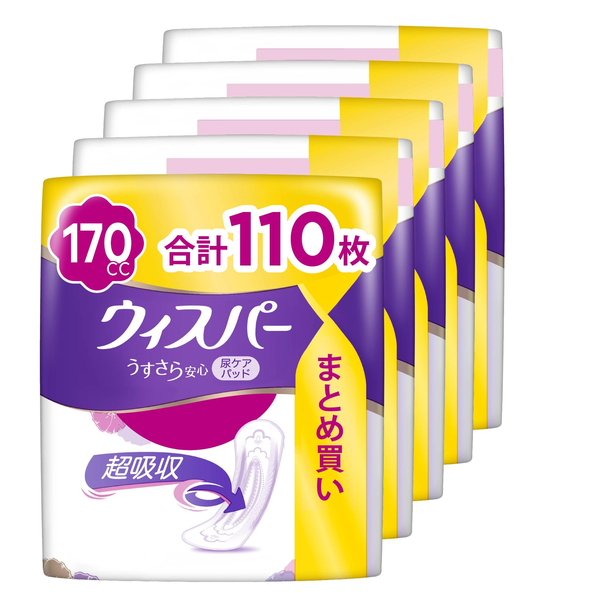 【送料無料】ウィスパー うすさら吸水 女性用 吸水ケア 150cc 多くても長時間安心用 夜用ナプキンサイ..