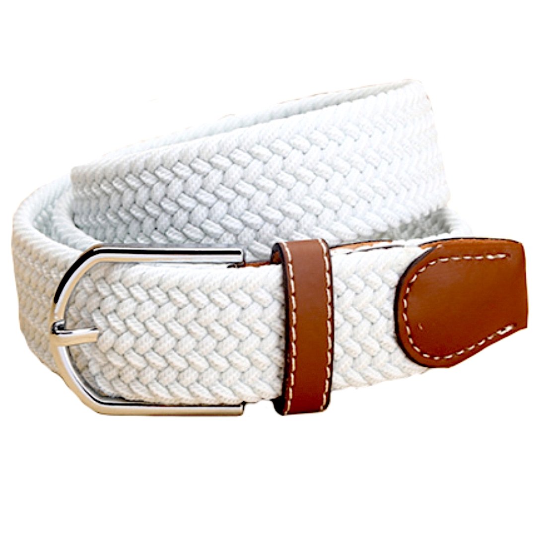 【送料無料】[FREESE] ベルト メンズ 編み込み メッシュ ビジネス&カジュアル 紳士 伸縮 サイズ調整フリー 色：クリアホワイト、サイズ：Free Size