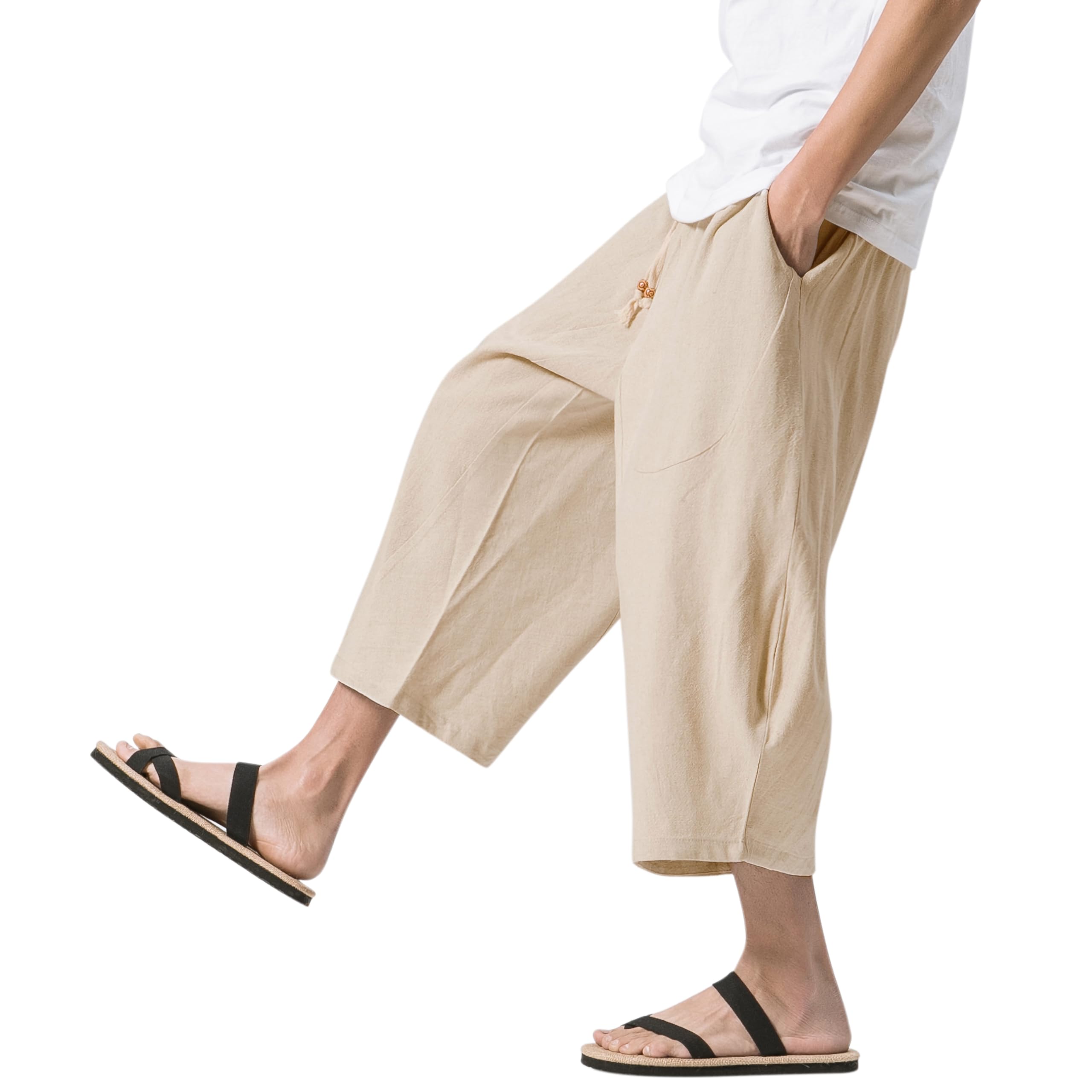 【送料無料】[ヴィンモリ] メンズ サルエルパンツ ミディアムパンツ 半パンツ 袴パンツ 7分丈 クロップ..