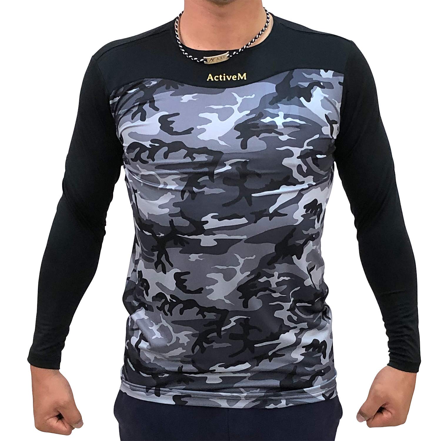 【送料無料】[ActiveM] アクティブーム 長袖アンダーシャツ 吸汗速乾 ストレッチ 色：ブラック、サイズ..
