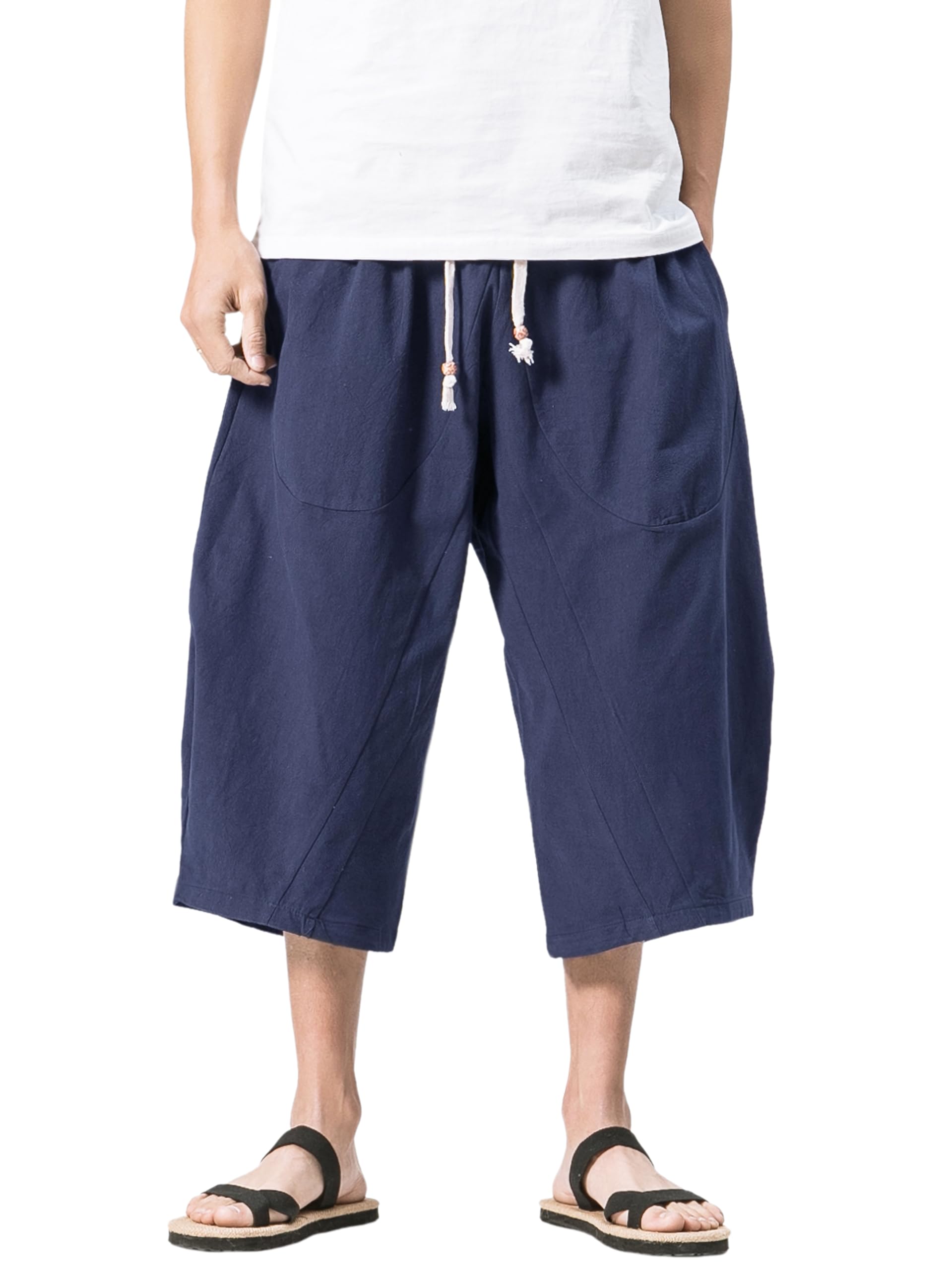 【送料無料】[ヴィンモリ] メンズ サルエルパンツ ミディアムパンツ 半パンツ 袴パンツ 7分丈 クロップ..