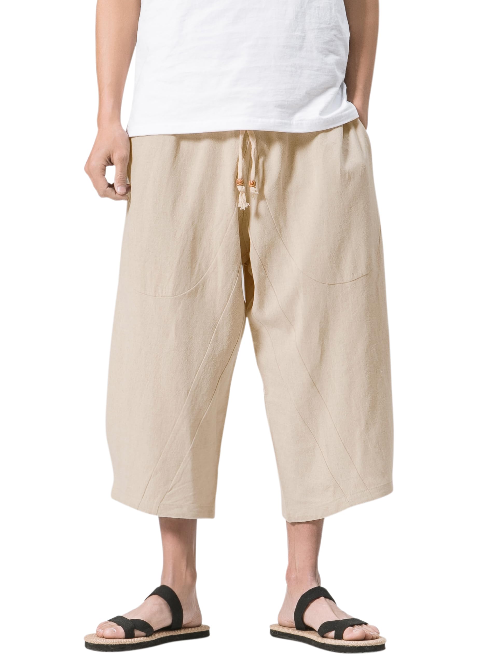 【送料無料】[ヴィンモリ] メンズ サルエルパンツ ミディアムパンツ 半パンツ 袴パンツ 7分丈 クロップ..