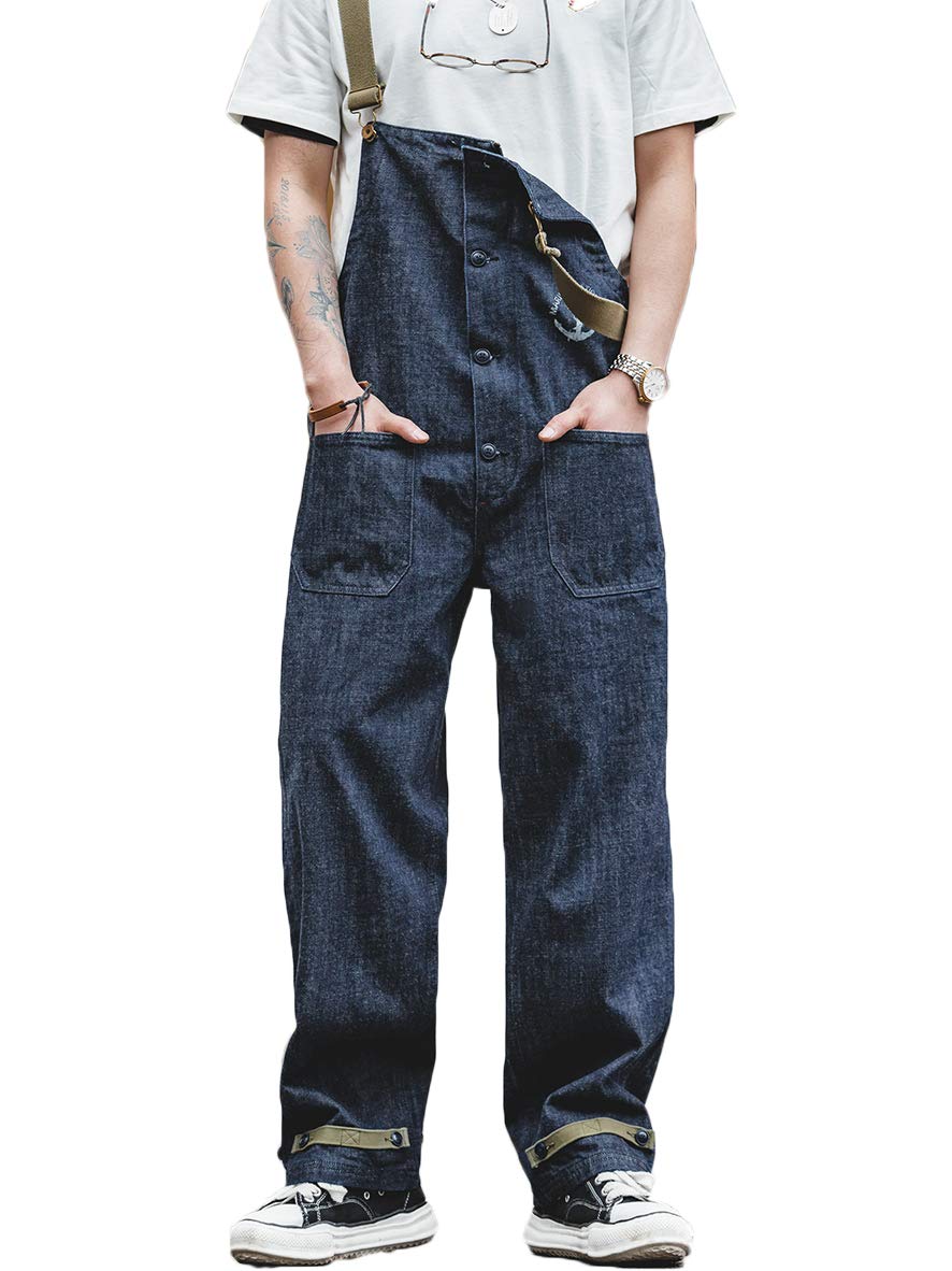 【送料無料】[ノーマン] 米海軍 U.S.NAVY 大戦後期デッキパンツ ミリタリー メンズ ツナギ アウトドア オーバーオール 色：ブルー、サイズ：M