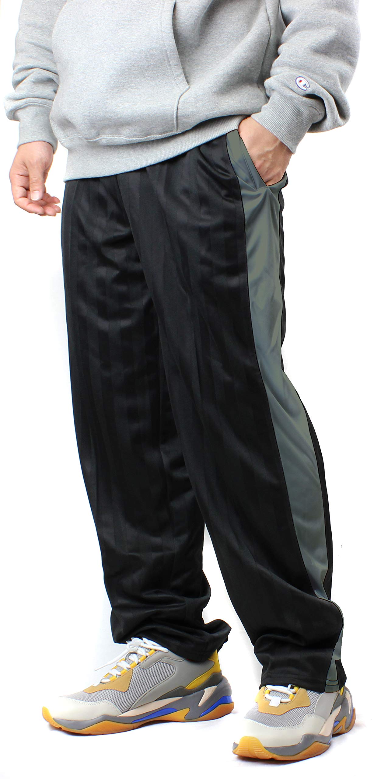 【送料無料】[ステイランド] ジャージパンツ シャドーストライプ ストレート ライン入り メンズ 色：ブ..