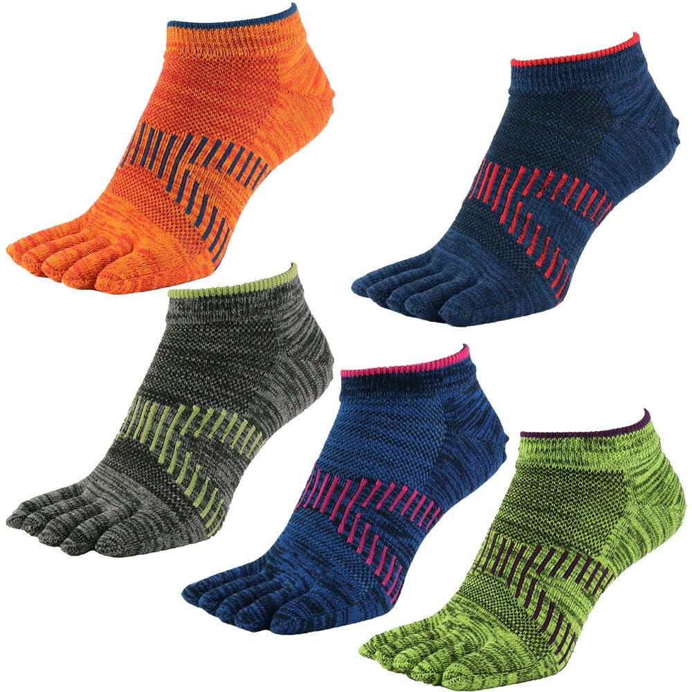 【送料無料】[アスカ] 5本指ソックス くるぶし丈 メンズ 色：アソートJ 5足組、サイズ：25-27 cm