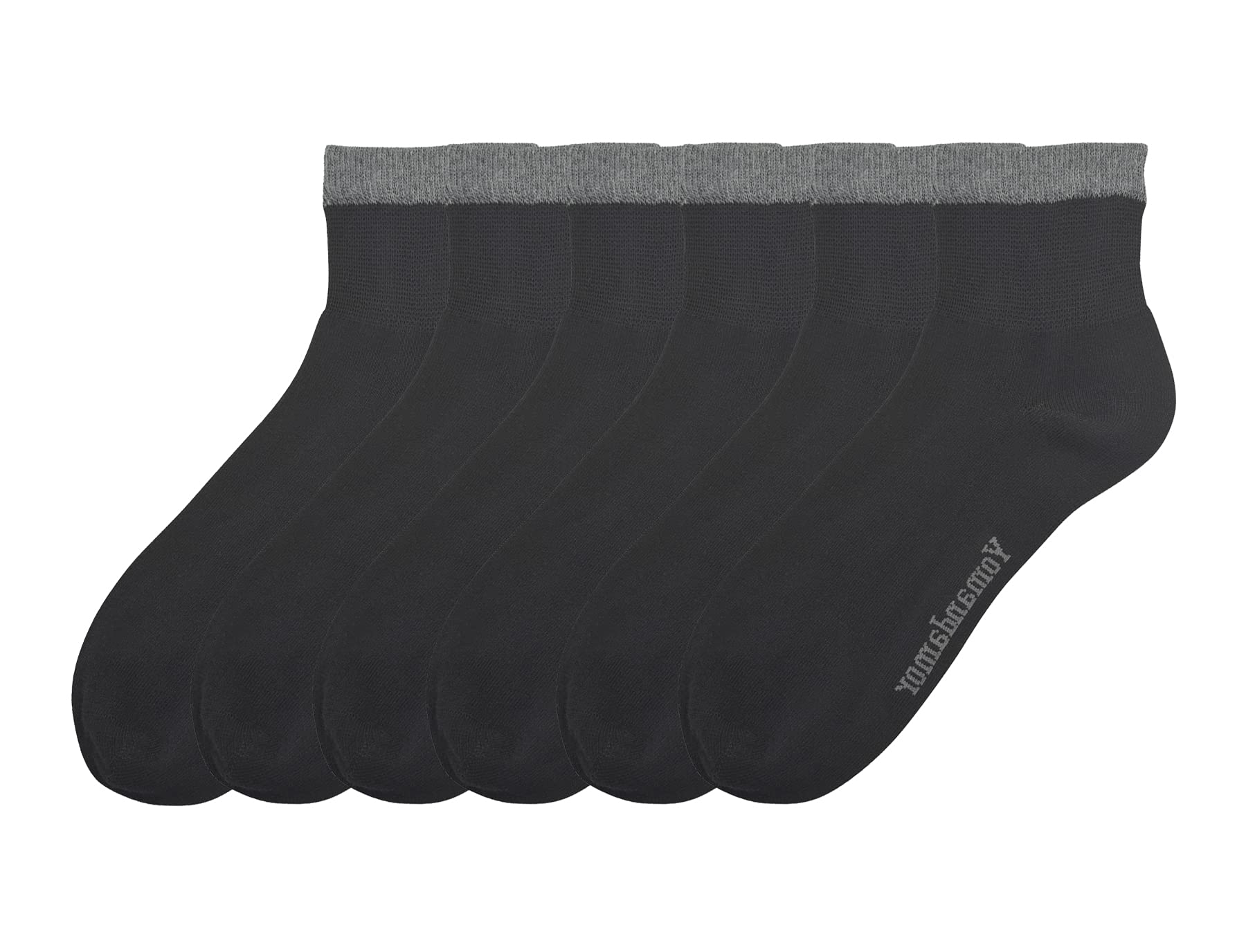 【送料無料】[Yomandamor] 靴下 メンズ 紳士靴下 竹繊維 超幅広 ゆるゆる 締め付け感なし メンズくるぶし 6足セット 24-28cm 色：ブラックとグレー、サイズ：24-28 cm