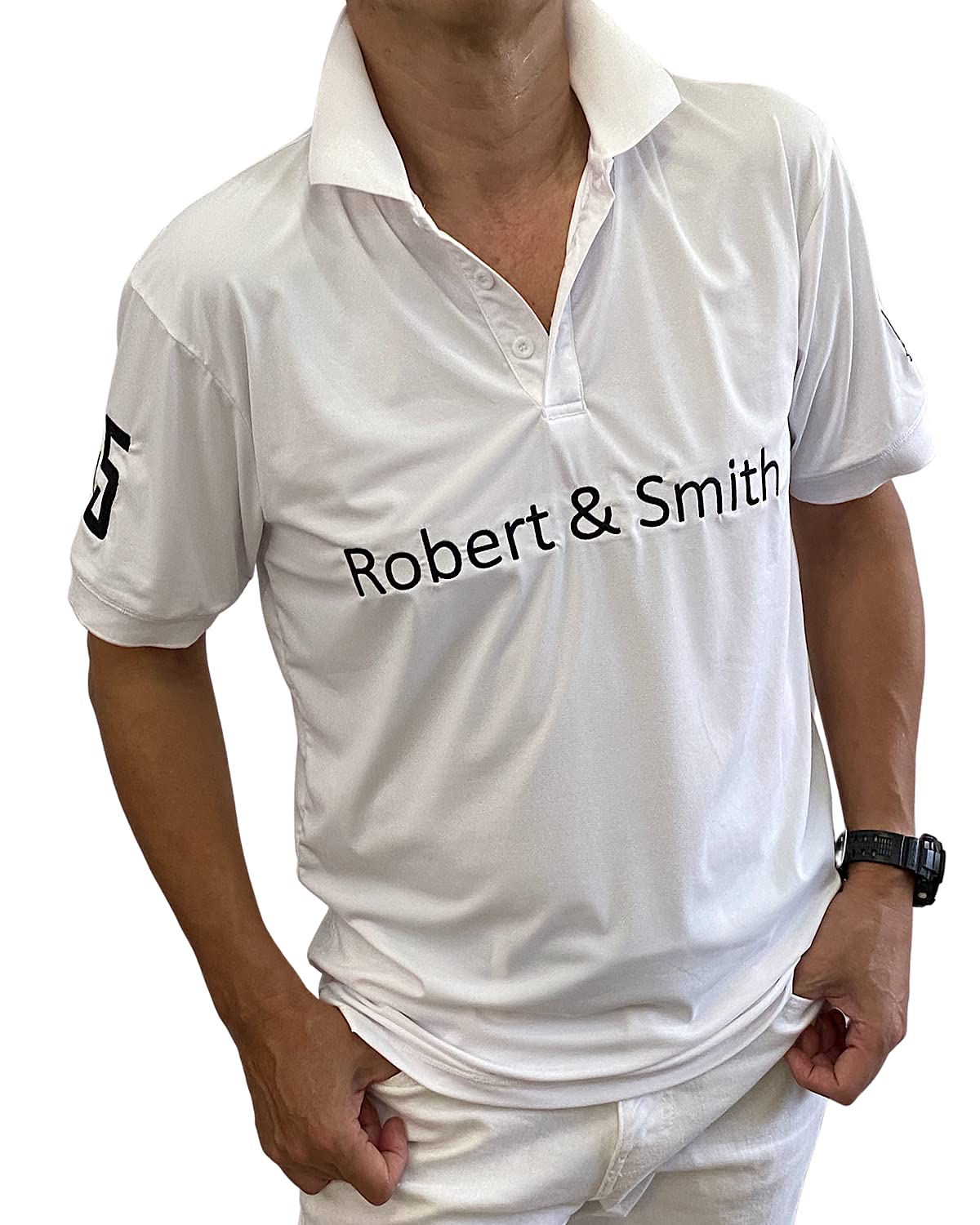 【送料無料】[Robert&Smith] ゴルフ ポロシャツ 機能素材 [ ストレッチ・速乾・通気性 ] ポロシャツ ゴルフ ウエア（半袖）メンズ ギフト… 色：ホワイト、サイズ：L