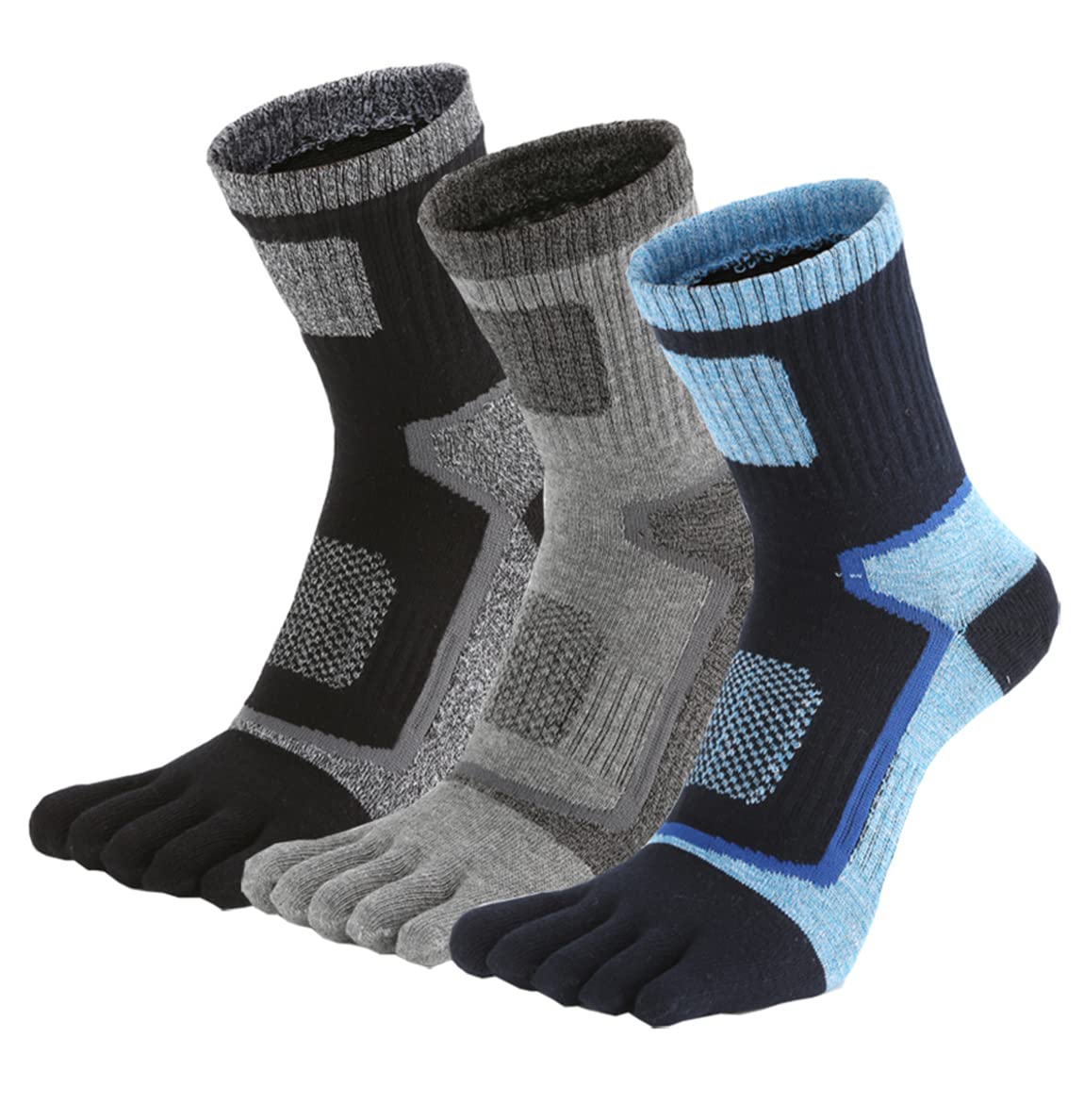【送料無料】[WIOIW] 5本指ソックス メンズ 五本指靴下 スポーツソックス ランニング 綿 男性 丈夫な 四季適用 3足セット 色：3色アソート 3足組、サイズ：25-27 cm