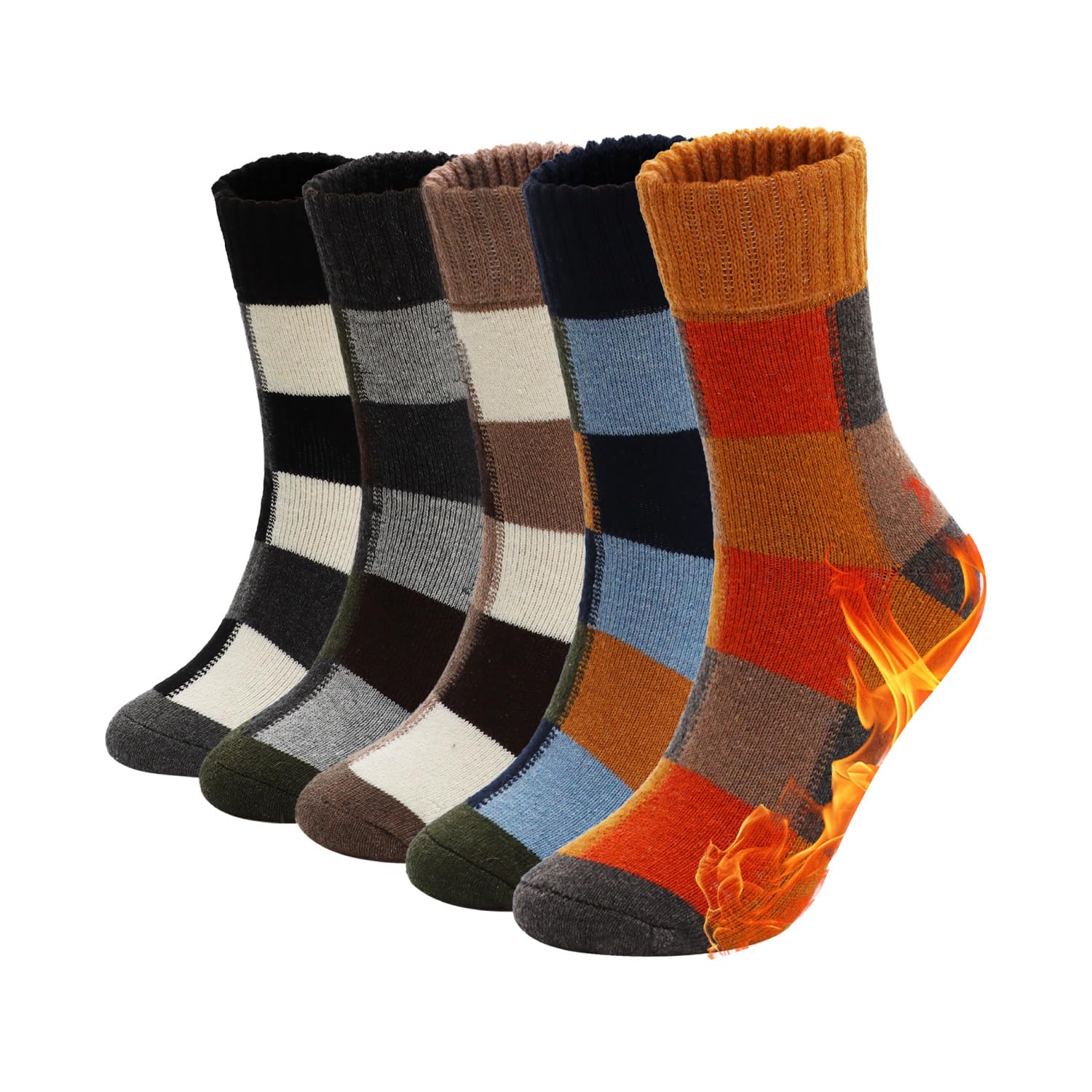 【送料無料】[konciwa] 靴下 メンズ 冬 厚手 防寒 あったか温暖力 スキー 足底クッション編み くつした 綿 吸汗 防臭 抗菌 靴下 アウトドア 5足セット24-28cm… 色：厚手靴の下3、サイズ：24-28 cm