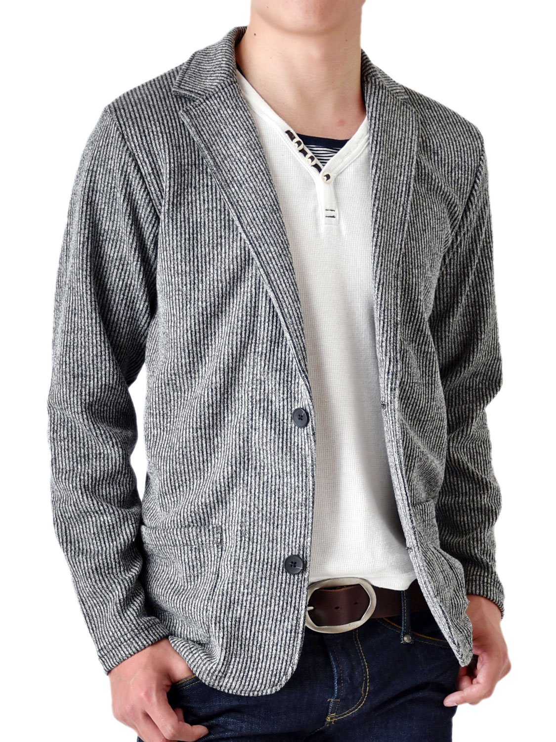 【送料無料】(アローナ) ARONA ジャケット メンズ シャドーストライプテーラードジャケット ストレッチ ブレザー ゴルフ ゴルフウェア メンズ/YC 色：B21グレーレギュラー丈、サイズ：L