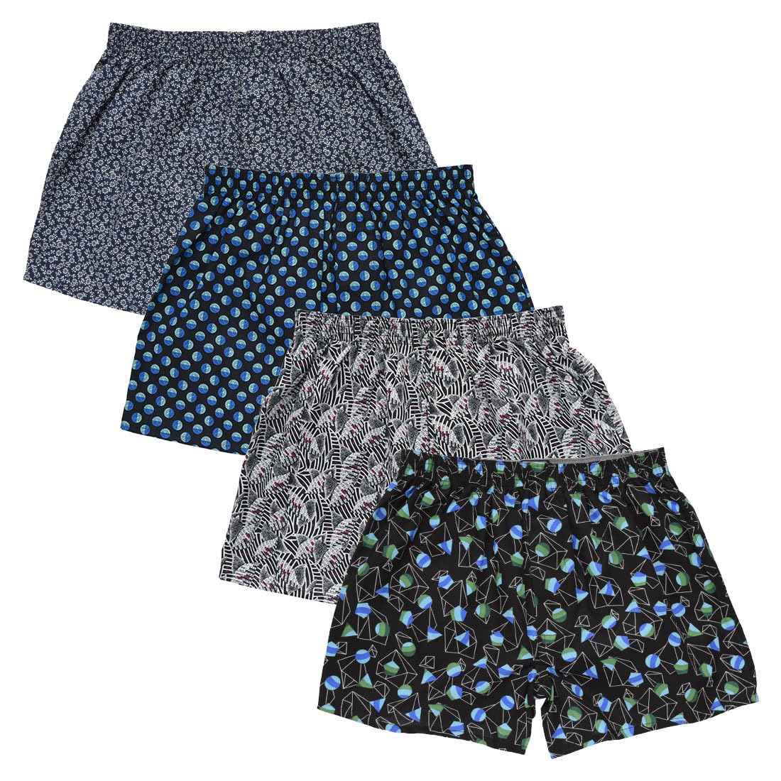 【送料無料】[デルレオーネ] トランクス メンズ 下着 抗菌防臭加工 2枚 4枚 6枚 セット 綿100％ 前開き ボタン付き 色：4枚セット、サイズ：L