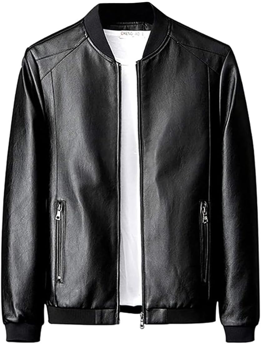 【送料無料】[D.IIZOO] レザージャケット PU革 無地 ブルゾン Gジャン 合皮 ジャケット ma-1 ショート丈 男 春秋服 防寒 防風 大きいサイズ M~8XL 色：ブラック、サイズ：3XL