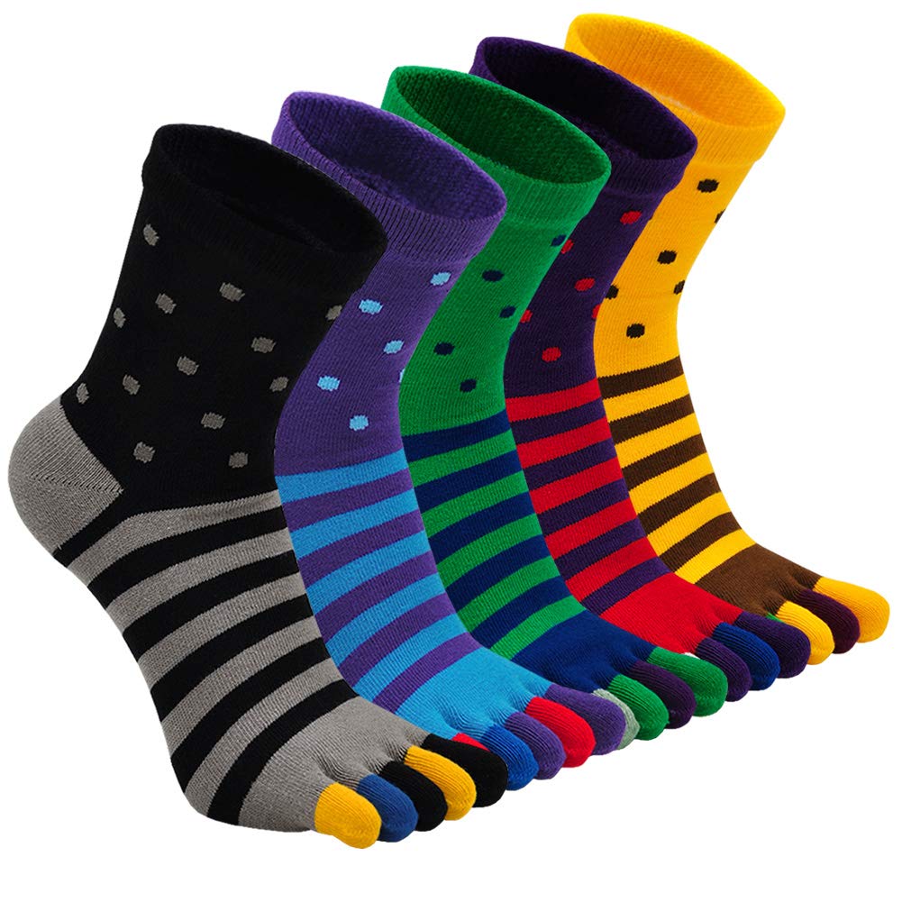 【送料無料】[Vraquir] 靴下 メンズ 五本指ソックス 綿 抗菌防臭 水虫対策 通気性 男性 スポーツ 登山用 5本指ソックス メンズ ビジネスソックス 5足セット 色：B 5足セット、サイズ：24-28 cm