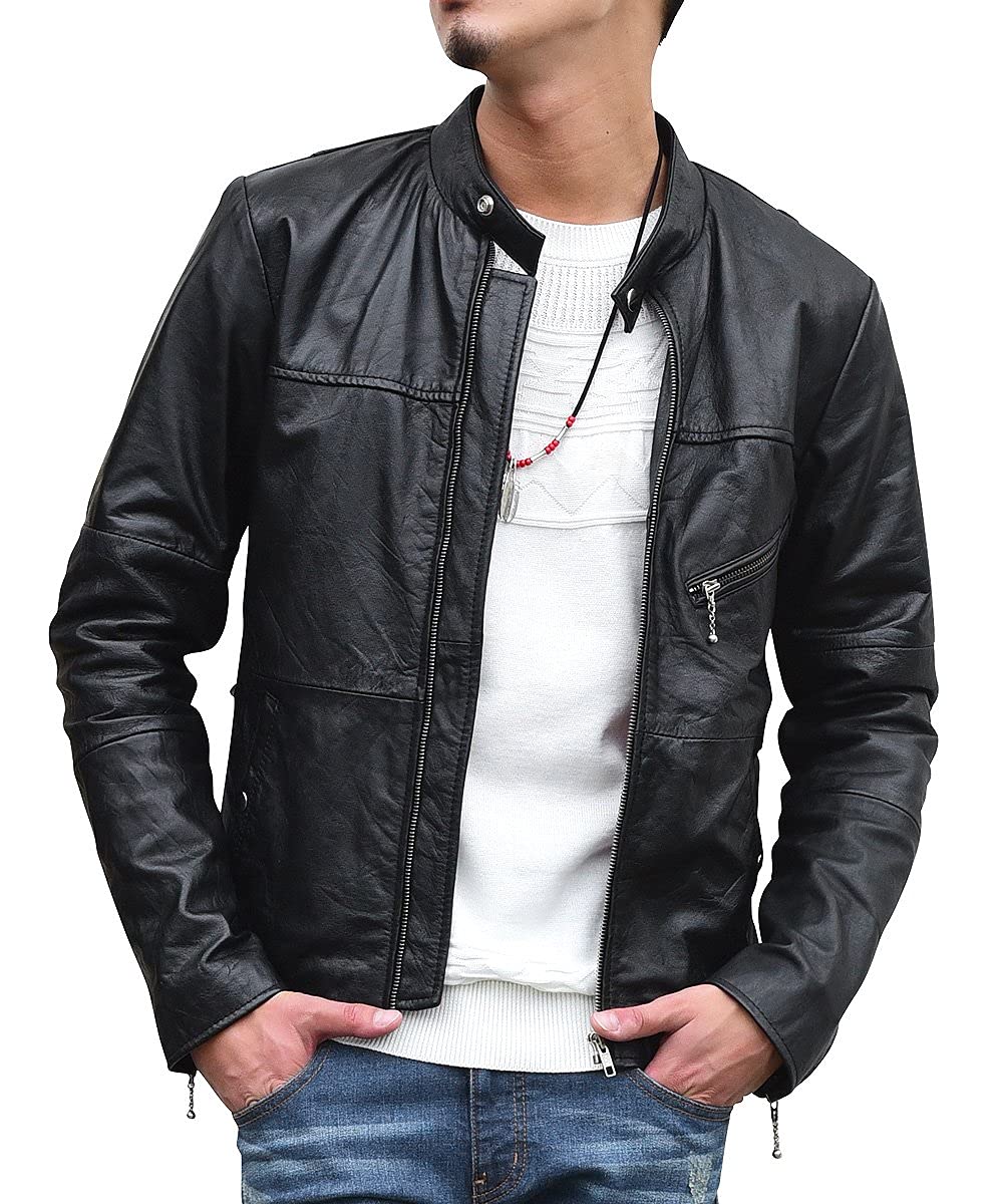【送料無料】【本革】レザージャケット ライダースジャケット メンズ 革ジャン 本革ジャケット シングルライダース ダブルライダース リアルレザー リプロダクトレザー (ジョーカー) 色：シングルライダース、サイズ：2XL