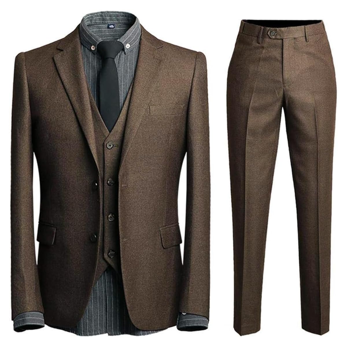 【送料無料】[YFFUSHI] スーツ メンズ スリーピース チェック S-6XL 6柄 ビジネス スーツ 色：36-ブロ..