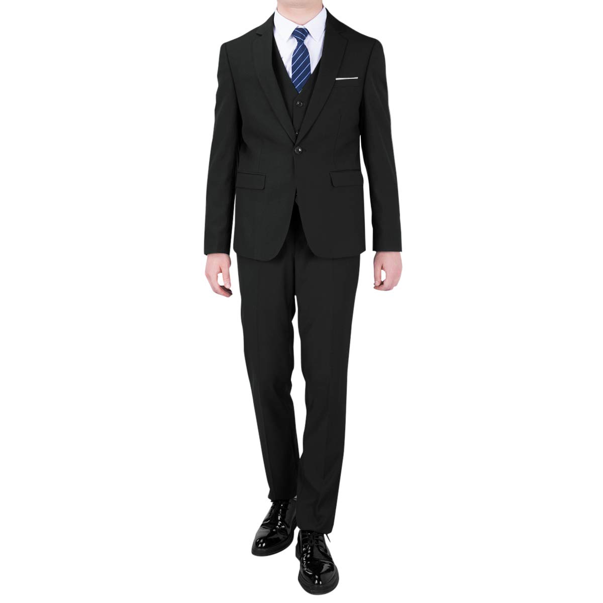 【送料無料】[FOMANSH] スーツ メンズ スリーピーススーツ スリム 無地 スタイリッシュ 上下 色：ブラ..