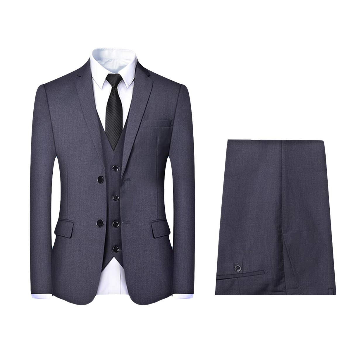 【送料無料】[YFFUSHI] スーツ メンズ 3点セット ジャケット スラックス ベストチェック 大きいサイズ ..