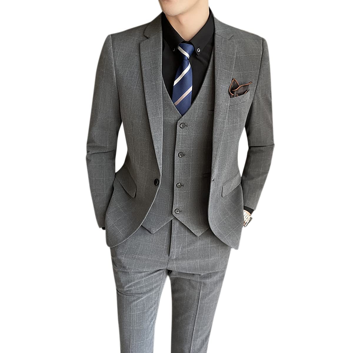 【送料無料】[CEEN] スーツメンズ イギリス風 メンズ スリーピース チェック柄 1つ釦 オシャレ フォー..