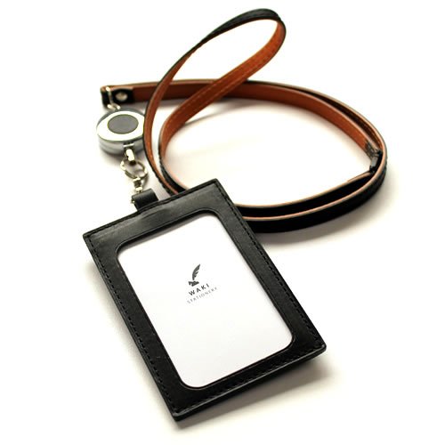 【送料無料】和気文具オリジナル 縦型IDカードケース 色：ブラック