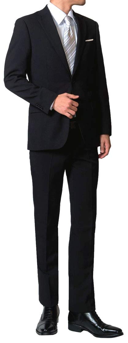 【送料無料】[NEW STANDARD] 礼服 メンズ フォーマルスーツ 2つボタン 喪服 オールシーズン (YA体から6Lまで) 防シワ ウォッシャブル 冠婚葬祭 (裾上げテープ付属) スーツ 黒 色：ブラック、サイズ：5L