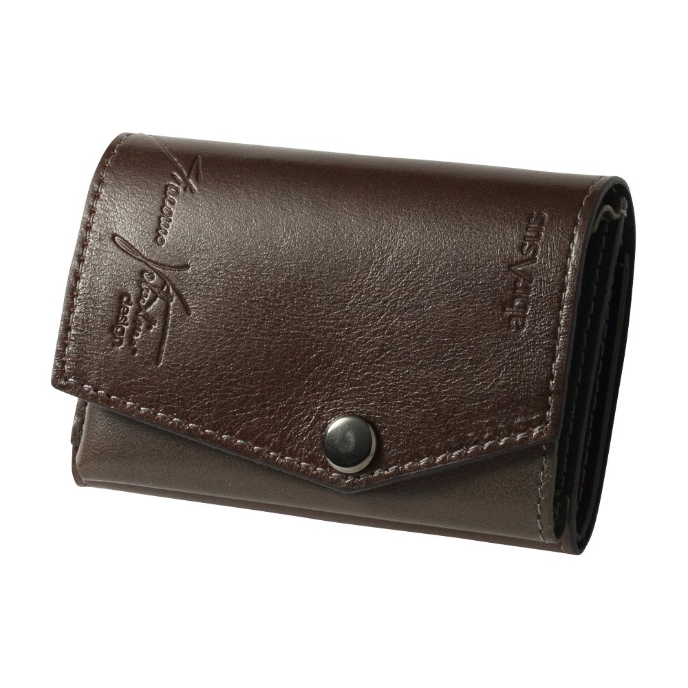 【送料無料】[アブラサス] 小さい財布 Giacomo Valentini モデル メンズ 財布 日本製 色：チョコ、サイズ：縦:約60mm × 横:約90mm 厚:約10mm(未収納時)