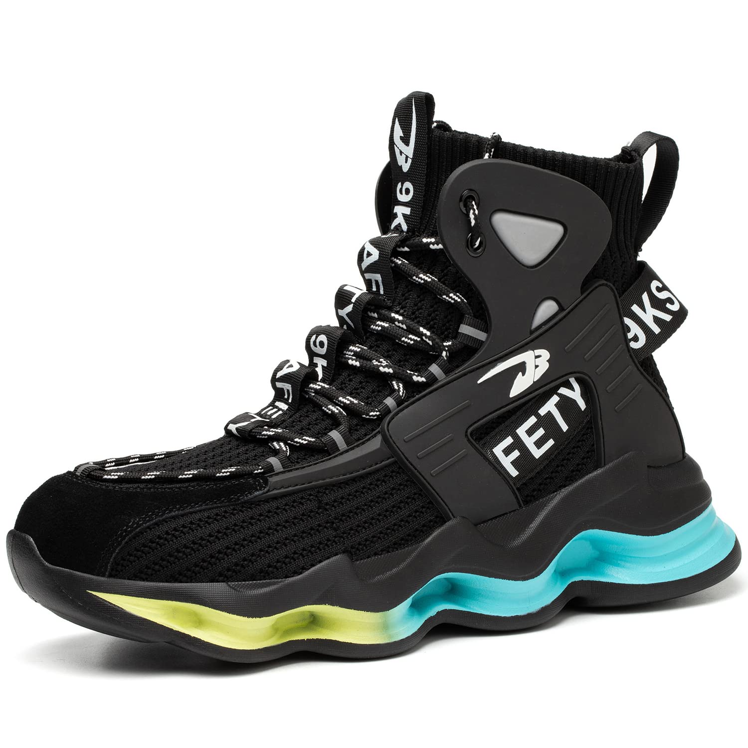 【送料無料】[TimGross] 安全靴 ハイカット おしゃれ あんぜん靴 作業靴 ブーツ 鋼先芯 スニーカー 通気 軽量 耐滑 メンズ レディース セーフティーシューズ 色：7911/ブラック、サイズ：26 cm