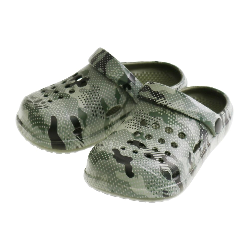 【送料無料】[FASPROJECT] 2way クロッグ サンダル (キッズ) 男の子 女の子 ボーイズ ガールズ 子ども ジュニア 軽量 防水 eva サボサンダル 前とじ つっかけ SY-21195 21196 色：【男の子】カーキ、サイズ：18 cm