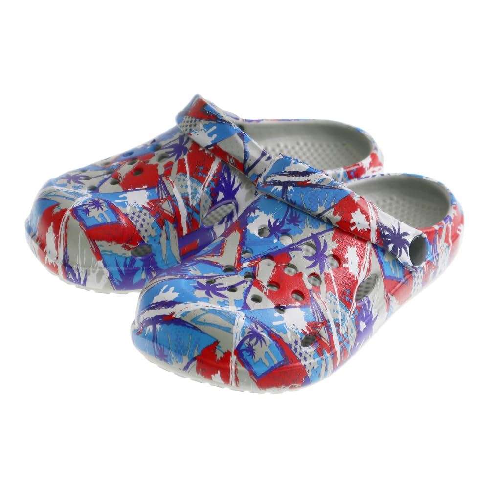 【送料無料】[FASPROJECT] 2way クロッグ サンダル (キッズ) 男の子 女の子 ボーイズ ガールズ 子ども ジュニア 軽量 防水 eva サボサンダル 前とじ つっかけ SY-21195 21196 色：【男の子】グレー、サイズ：18 cm