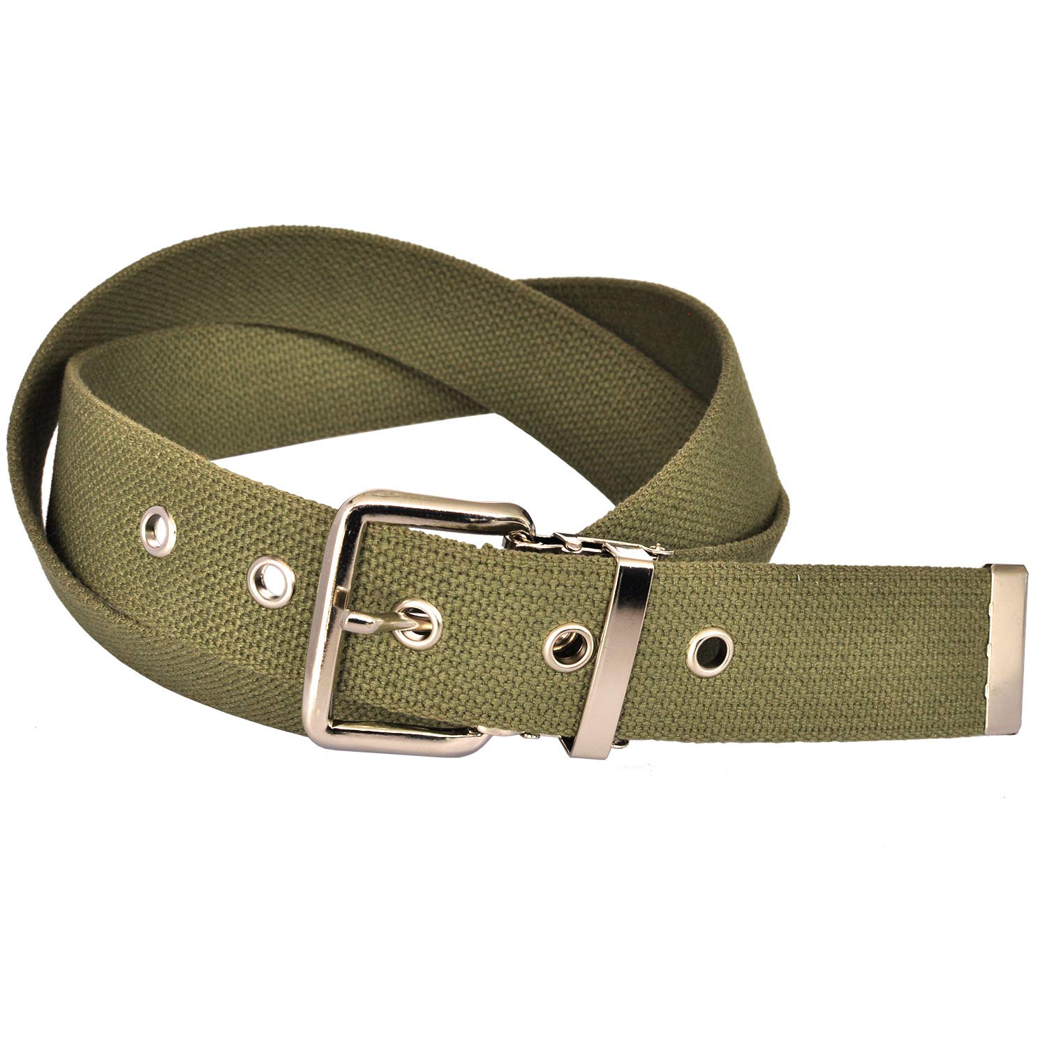 【送料無料】[KASAJIMA] 40mm コットン 1ピン 作業ベルト ニッケルめっきバックル 色：モスグリーン、サイズ：M