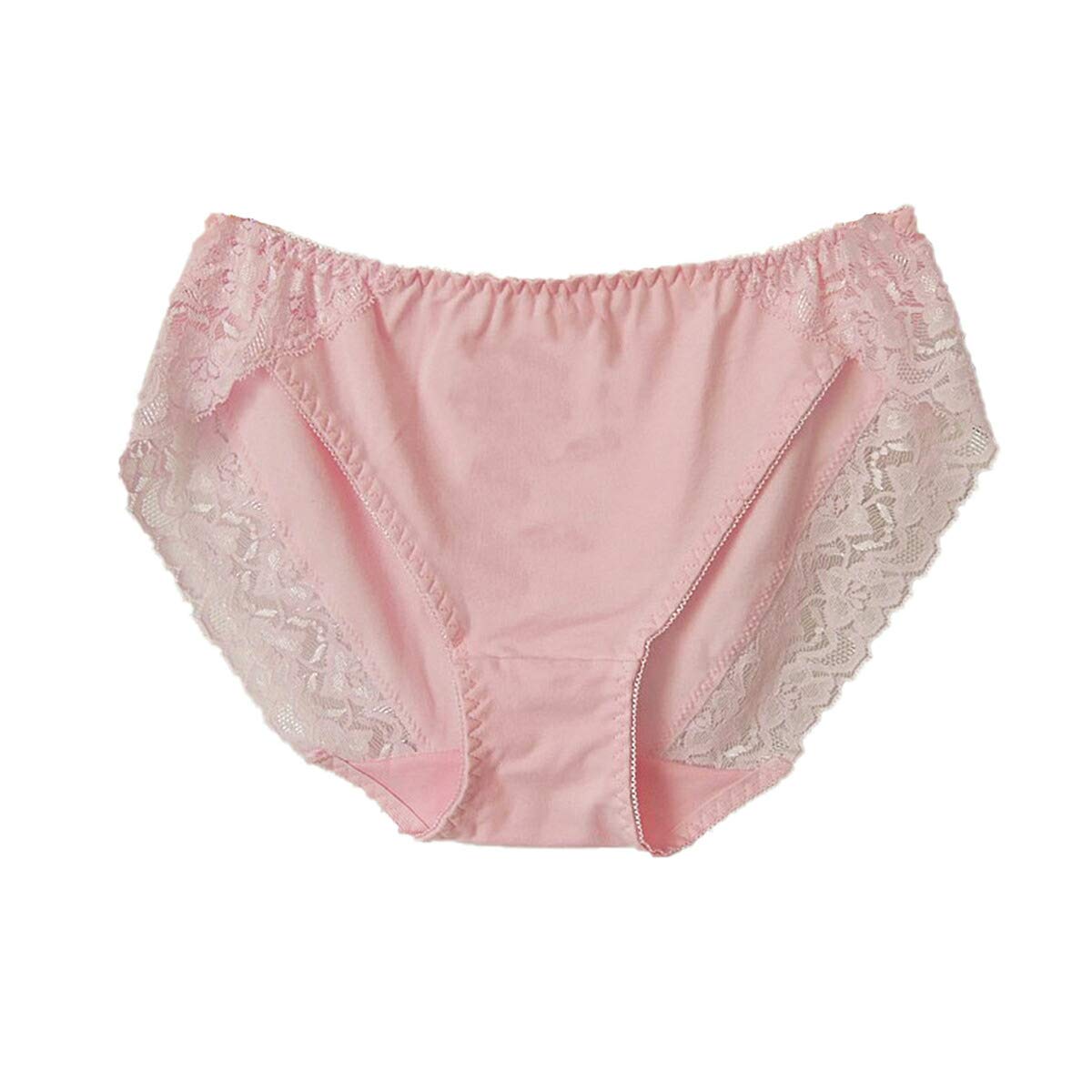 【送料無料】[Karly Shop] 綿95% スタンダードショーツ レディース レギュラー レース シンプル 無地 伸びる 痛くない 柔らかい コットン 単品 rs1 色：ピンク、サイズ：M