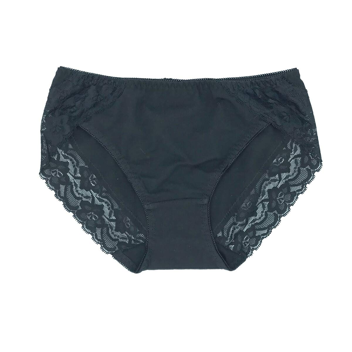 【送料無料】[Karly Shop] 綿95% スタンダードショーツ レディース レギュラー レース シンプル 無地 伸びる 痛くない 柔らかい コットン 単品 rs1 色：ブラック、サイズ：M