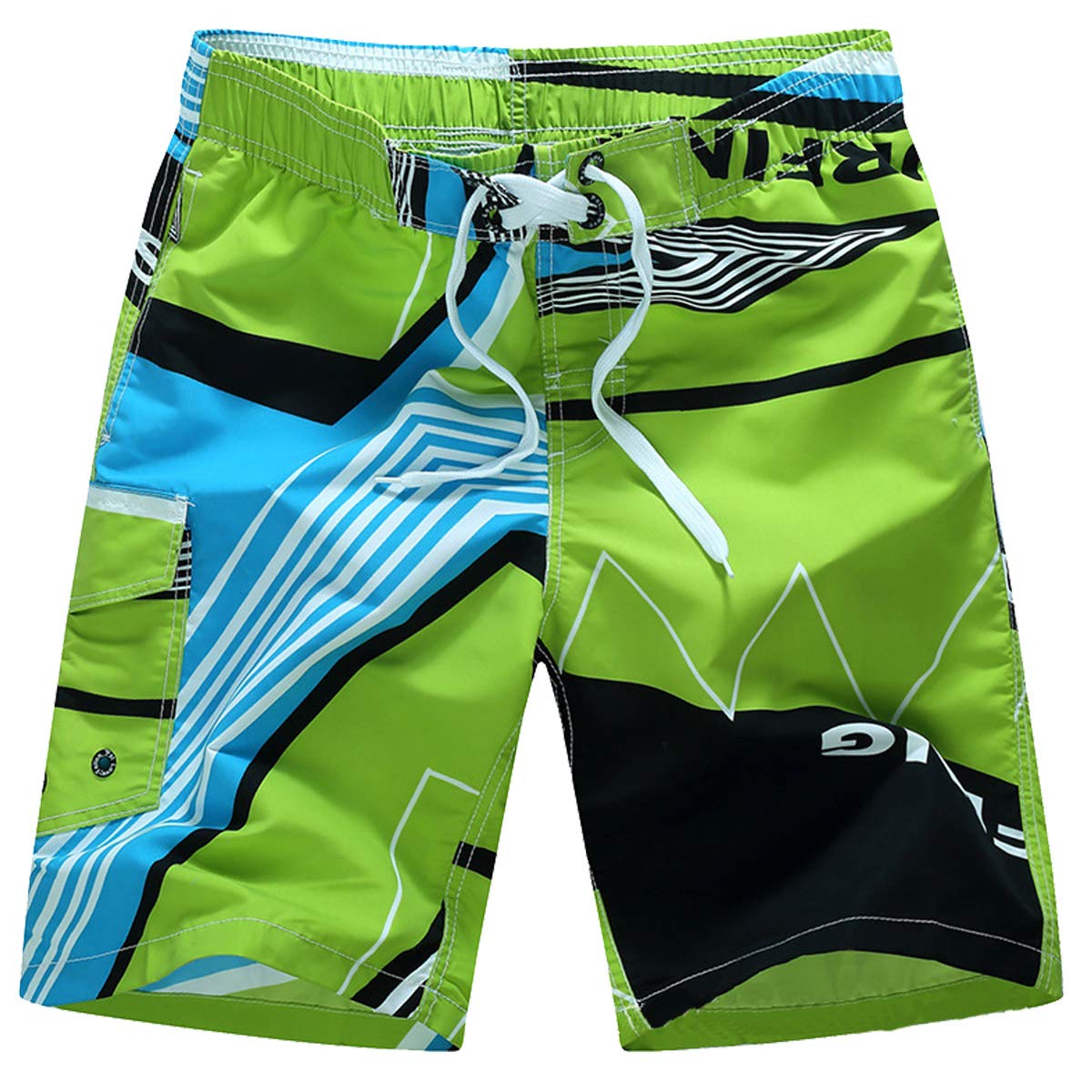 【送料無料】[Karly Shop] 水着 メンズ サーフパンツ ハーフ 大きいサイズ 水陸両用 メッシュインナー付 ひざ丈 オシャレ 海パン mm1521 色：グリーン、サイズ：XL