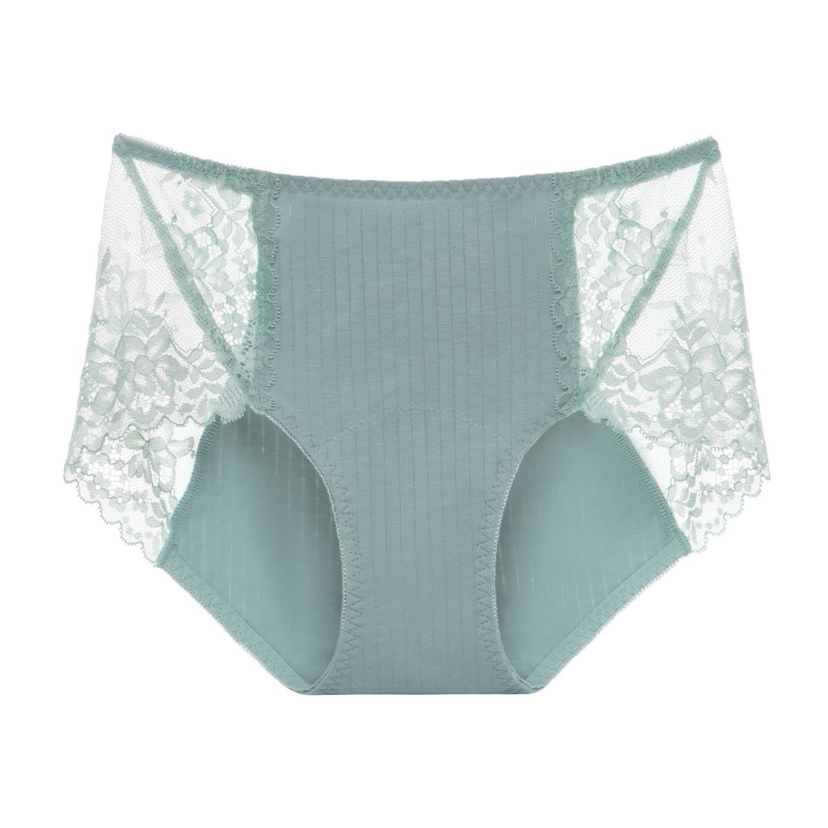 【送料無料】[Karly Shop] 生理用ショーツ サニタリー 綿 深ばき すっぽり 通気性 吸水 安心 防水布 もれない コットン 花柄レース おしゃれ s609 色：グリーン、サイズ：M