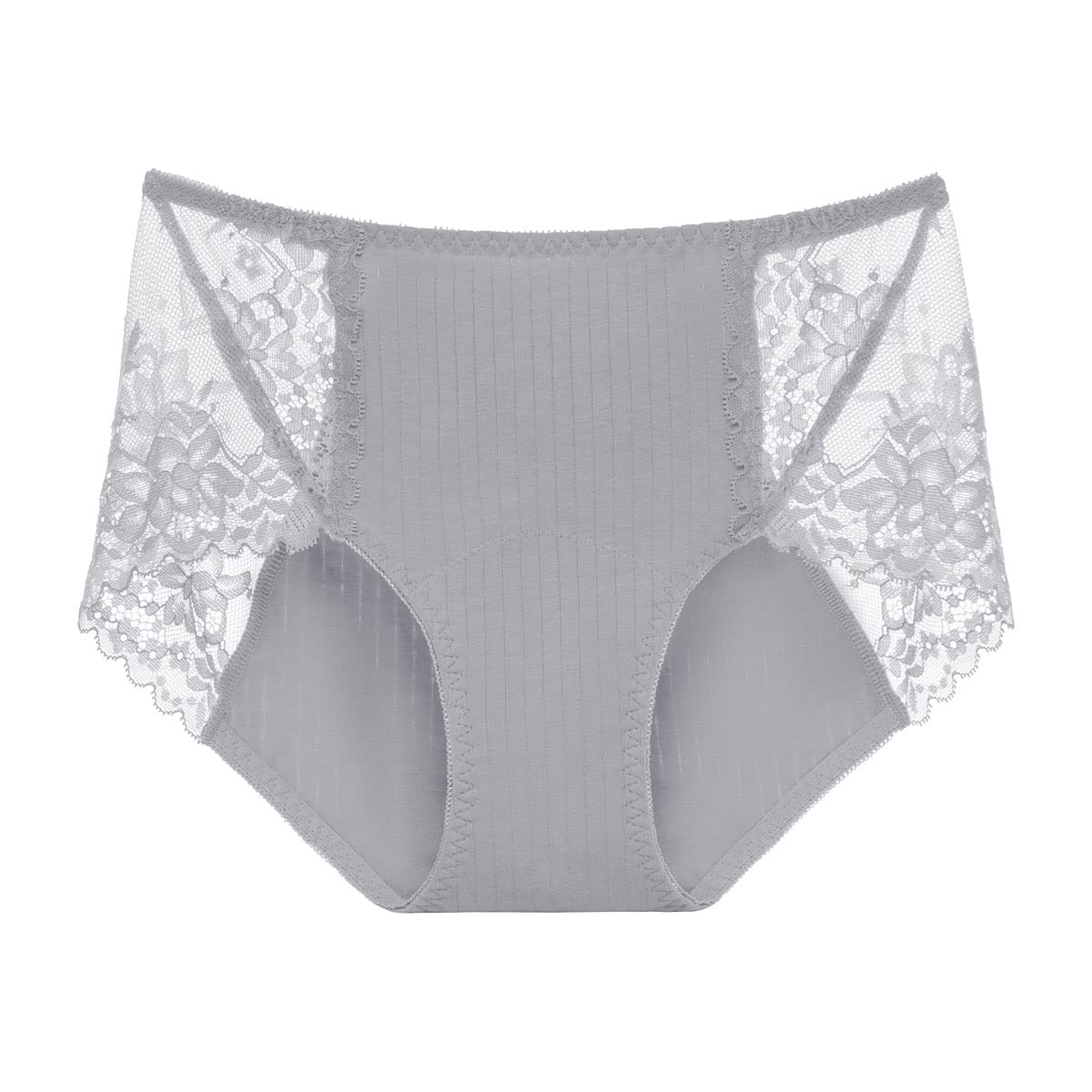 【送料無料】[Karly Shop] 生理用ショーツ サニタリー 綿 深ばき すっぽり 通気性 吸水 安心 防水布 もれない コットン 花柄レース おしゃれ s609 色：グレー、サイズ：M