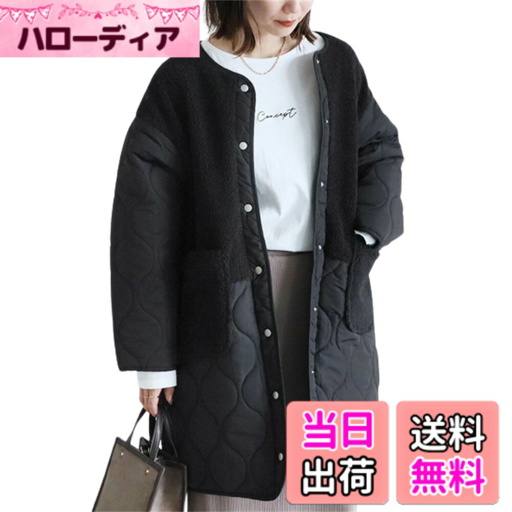 商品情報商品の説明主な仕様 【Point.01】肌触りの良いボアと、ふっくら温かみのあるキルト生地。異素材切り替えで暖かく軽い着心地。【Point.02】ふわっと軽くて、暖かい【Point.03】ゆったり着れる！トップスの上からも羽織りやすい！気になる体型もしっかりカバー。【Point.04】体型も年齢も選ばず、みんなに似合う。絶妙シルエット!