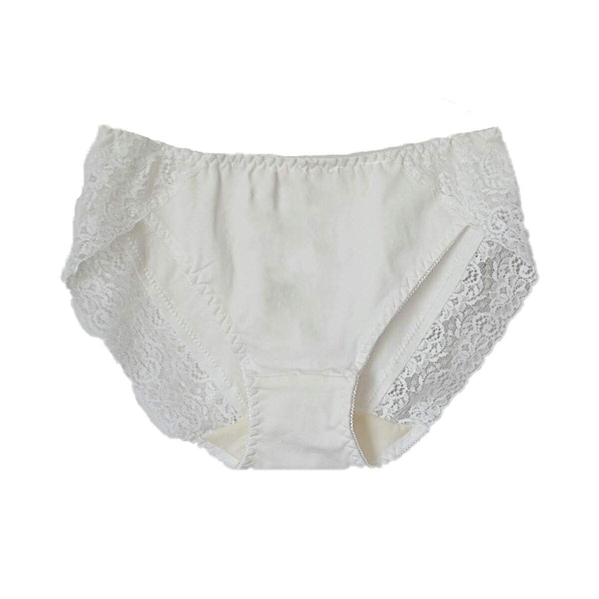 【送料無料】[Karly Shop] 綿95% スタンダードショーツ レディース レギュラー レース シンプル 無地 伸びる 痛くない 柔らかい コットン 単品 rs1 色：ホワイト、サイズ：XL