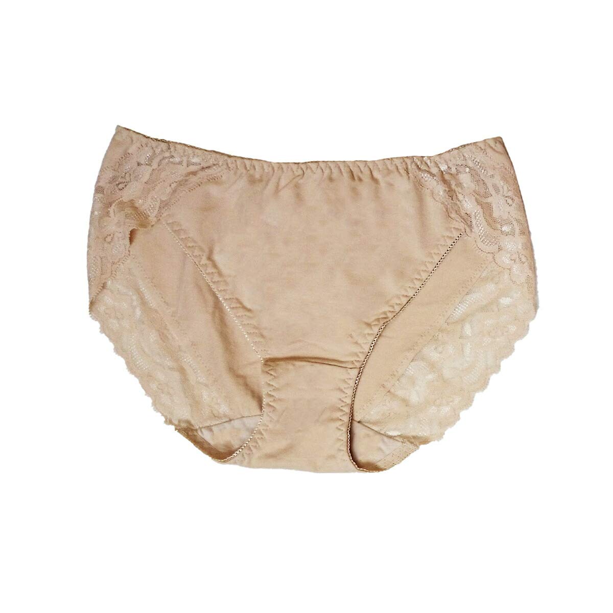 【送料無料】[Karly Shop] 綿95% スタンダードショーツ レディース レギュラー レース シンプル 無地 伸びる 痛くない 柔らかい コットン 単品 rs1 色：ベージュ、サイズ：3L