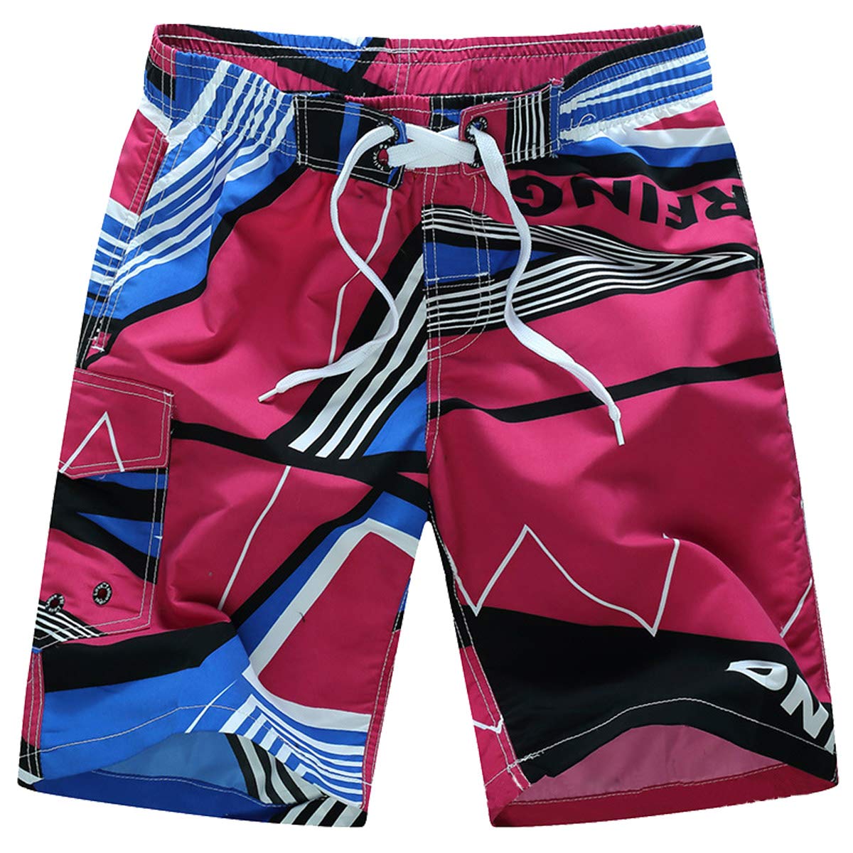 【送料無料】[Karly Shop] 水着 メンズ サーフパンツ ハーフ 大きいサイズ 水陸両用 メッシュインナー付 ひざ丈 オシャレ 海パン mm1521 色：rose、サイズ：5L